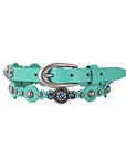 Rosa Flourish Leather Belt - Aqua - image 1