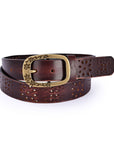 Blooming Crocus Leather Belt - Brown - image 1