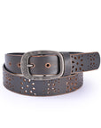 Blooming Crocus Leather Belt - Grey - image 1