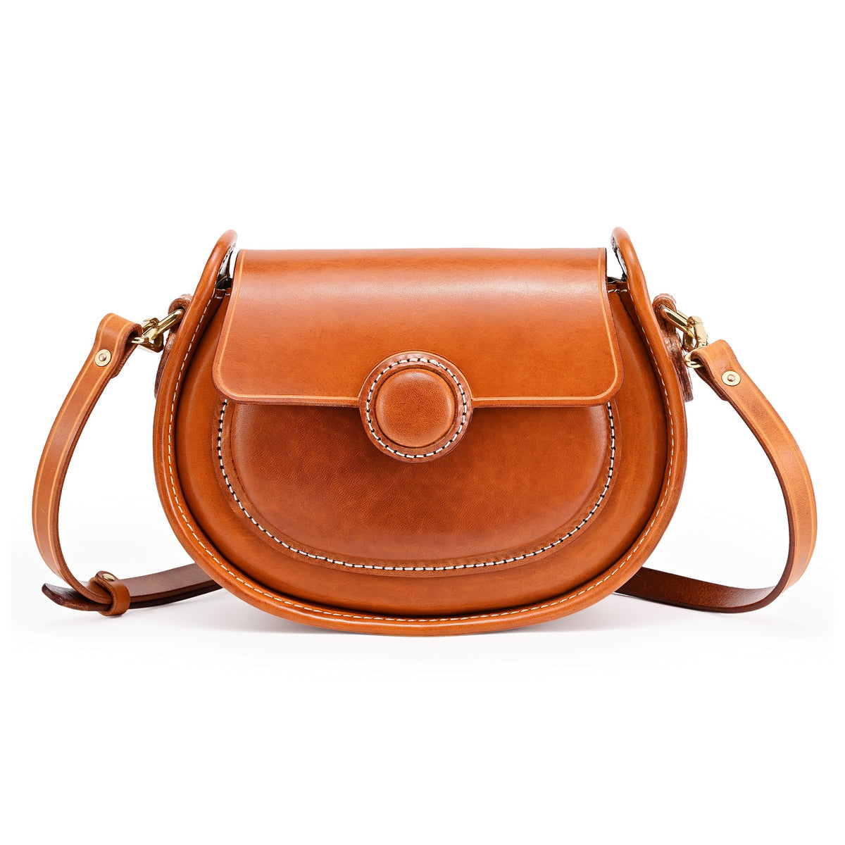 Handmade Genuine Leather Crossbody Bag (Dark Caramel) Fortuna Caramel - Smooth – Santoir main image 2