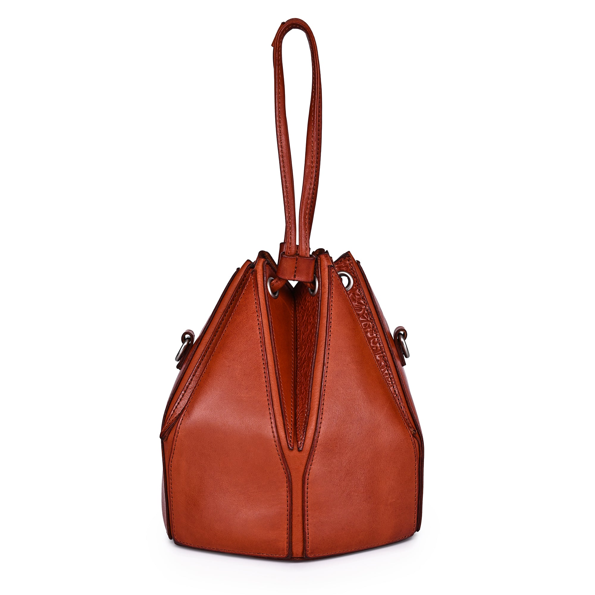 Prism Bucket Convertible Crossbody | Genuine Leather Handbag for
