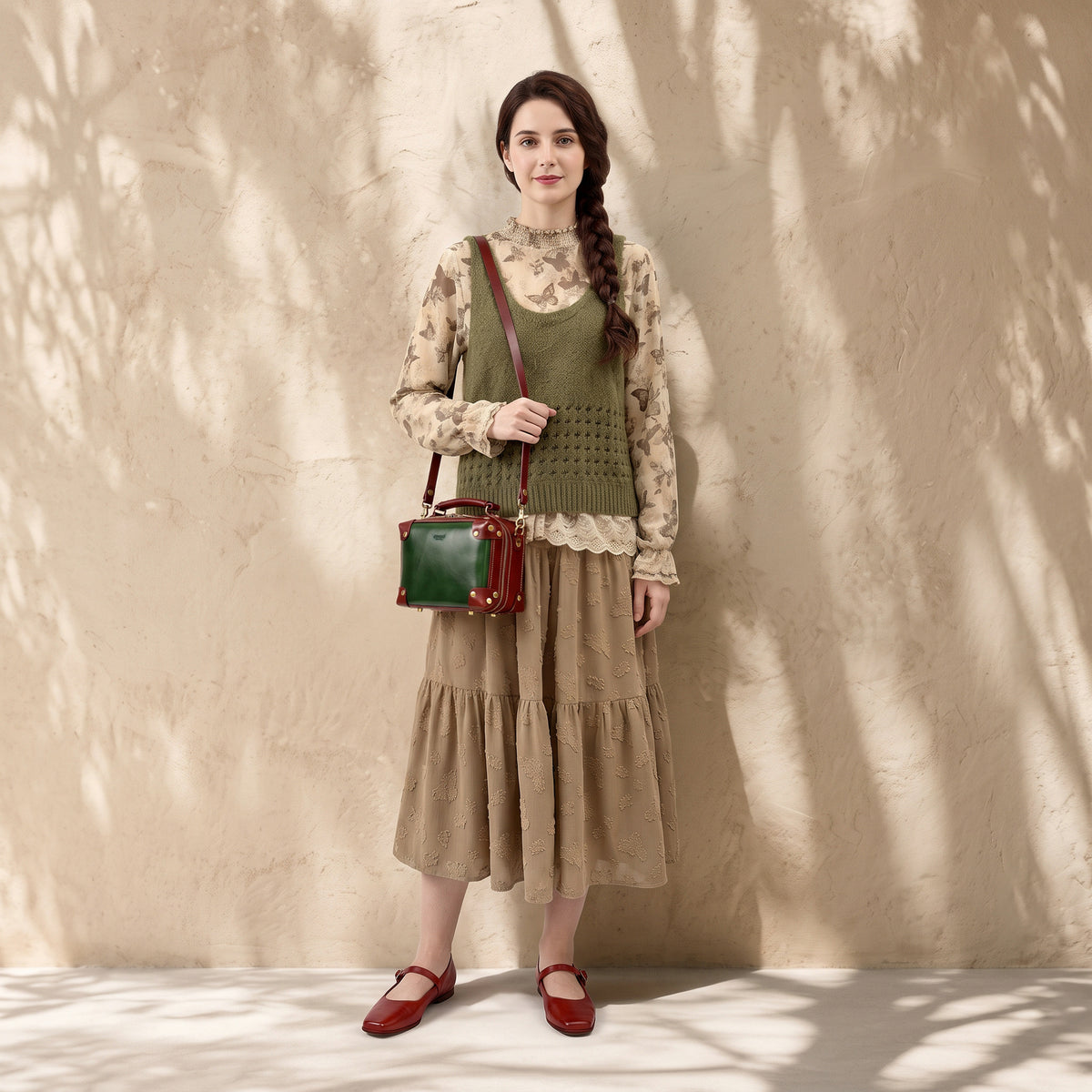 Cedar Mini Trunk Crossbody in Kale/Burgundy - photo 10 