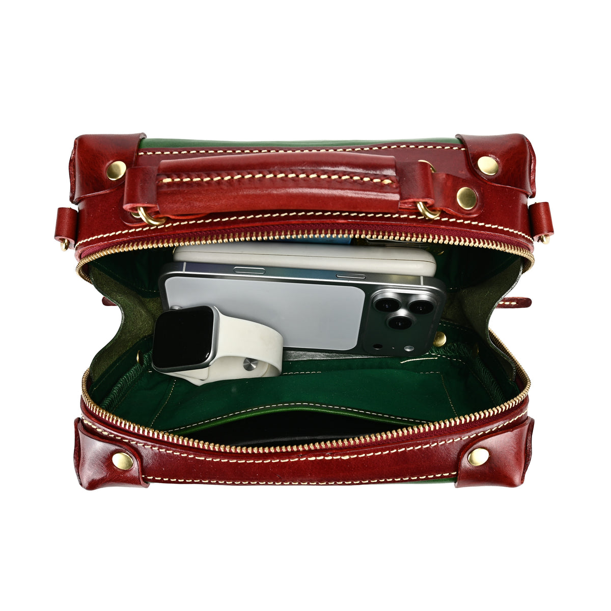 Cedar Mini Trunk Crossbody in Kale/Burgundy - photo 5 