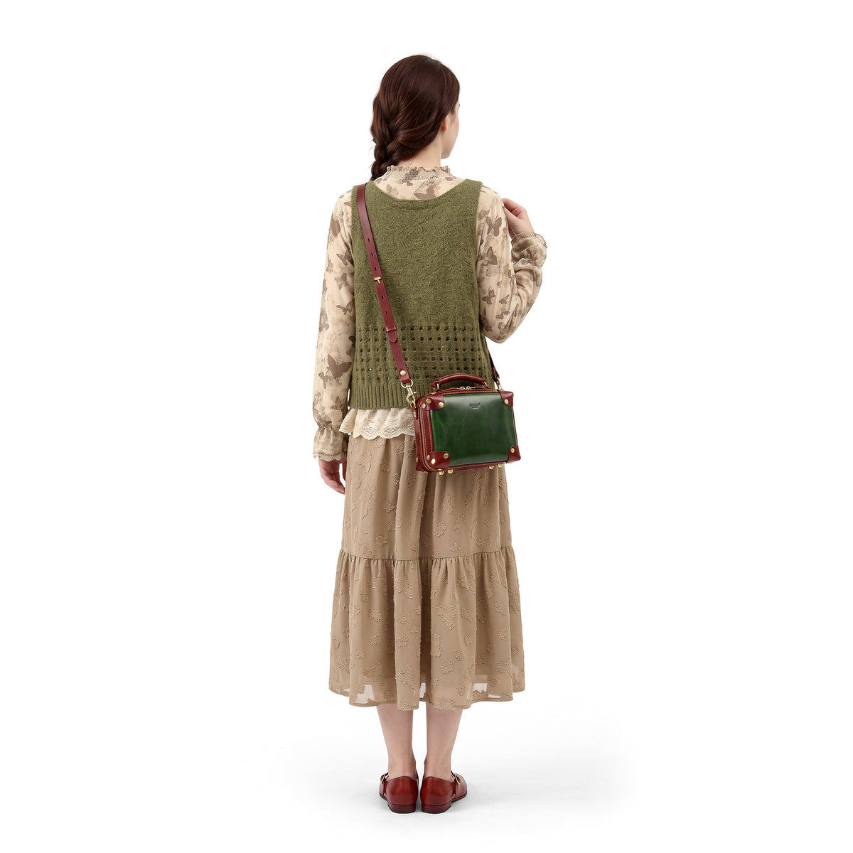 Cedar Mini Trunk Crossbody in Kale/Burgundy - photo 9 