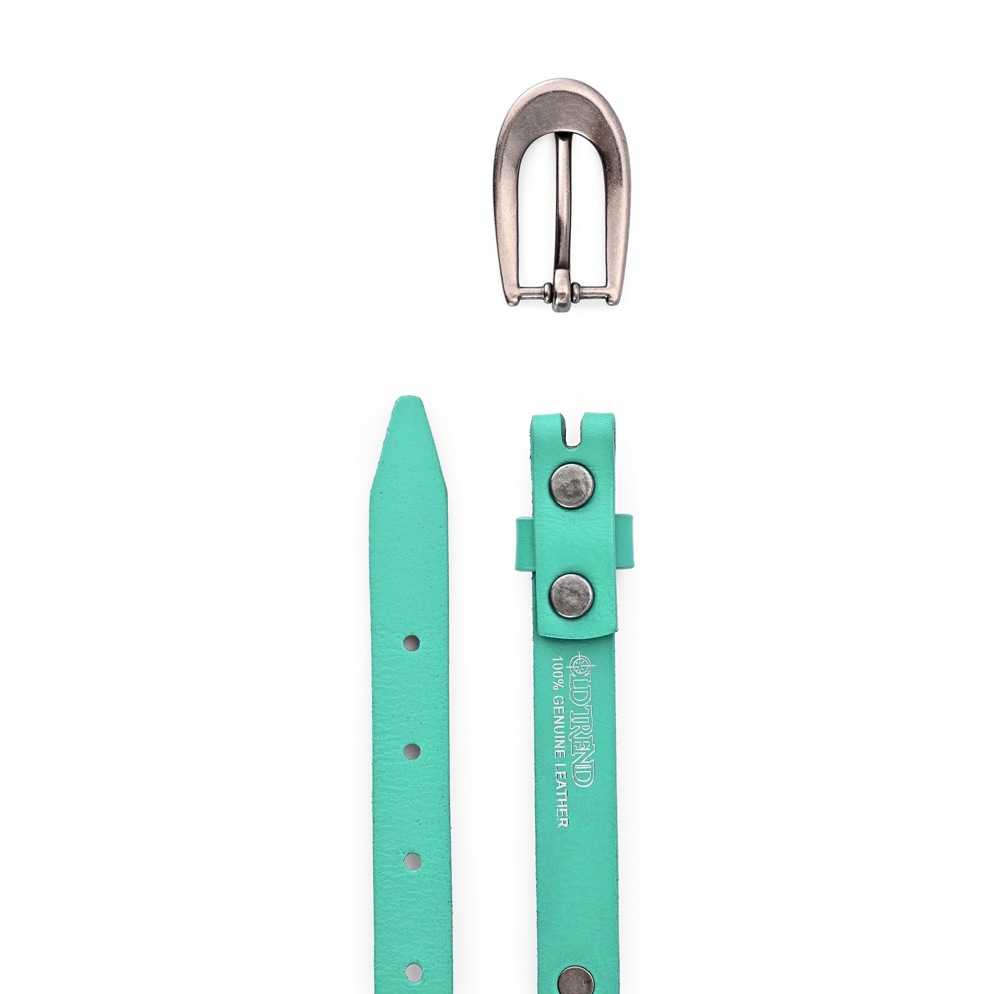 Rosa Flourish Leather Belt - Aqua - image 4