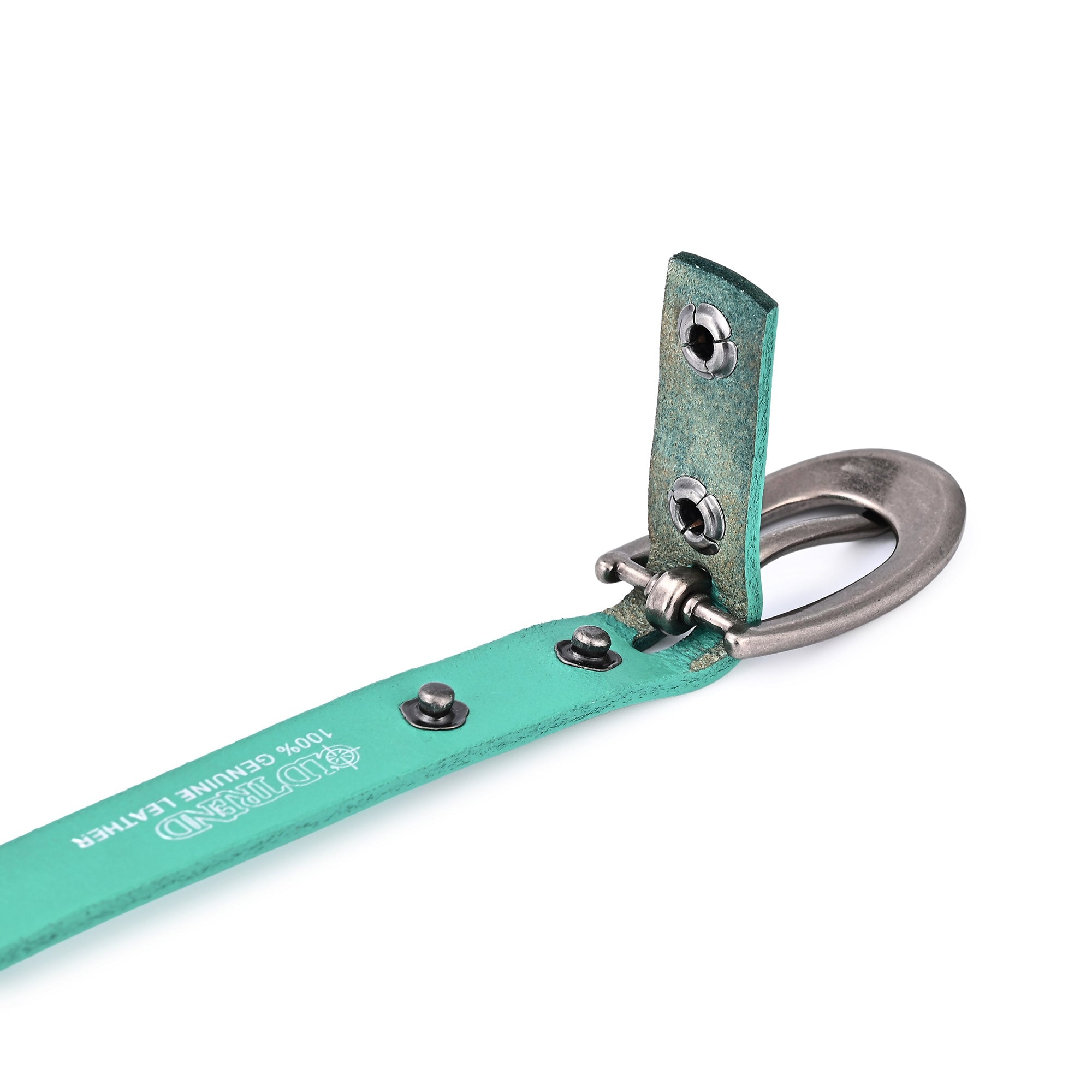 Rosa Flourish Leather Belt - Aqua - image 5