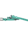 Rosa Flourish Leather Belt - Aqua - image 6