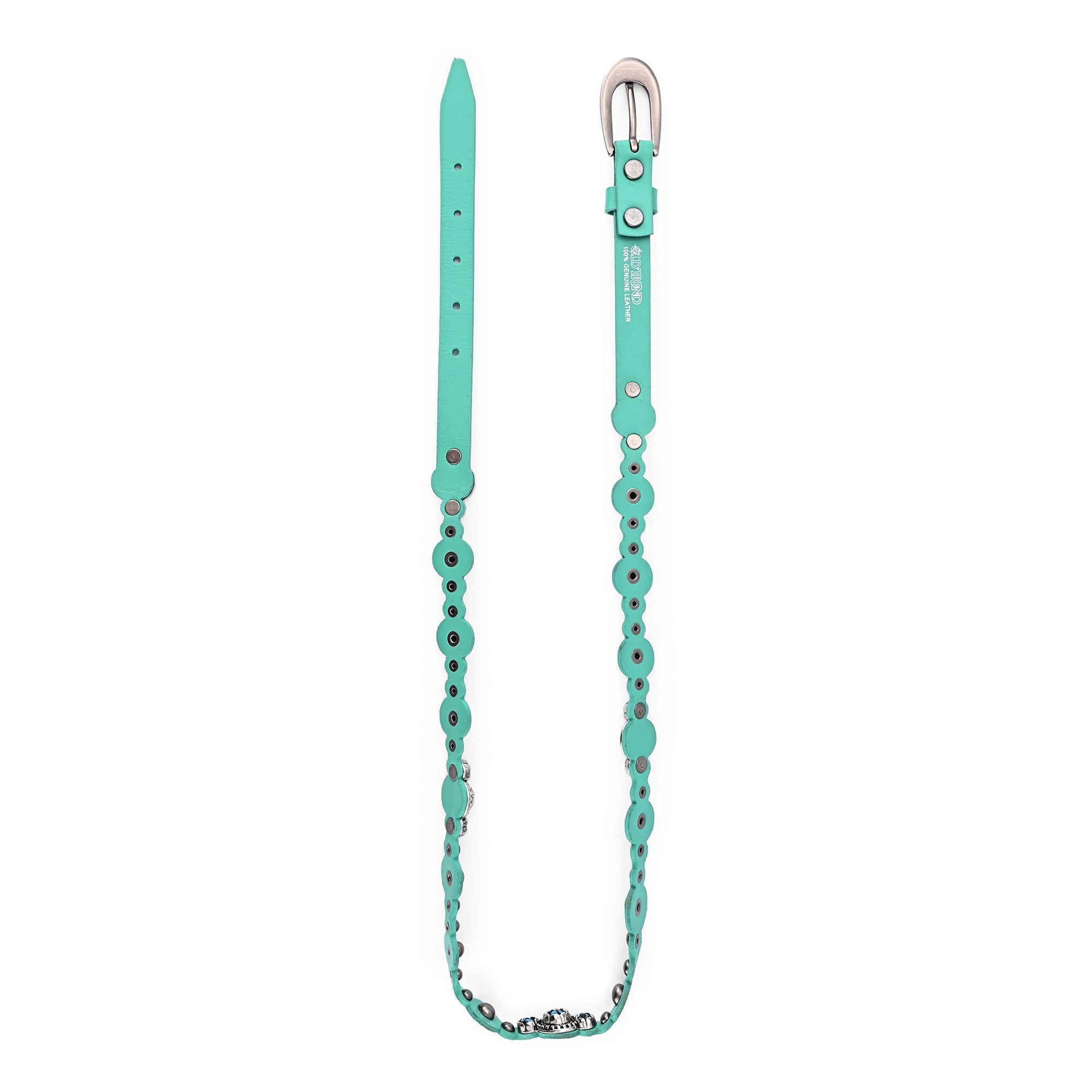Rosa Flourish Leather Belt - Aqua - image 8