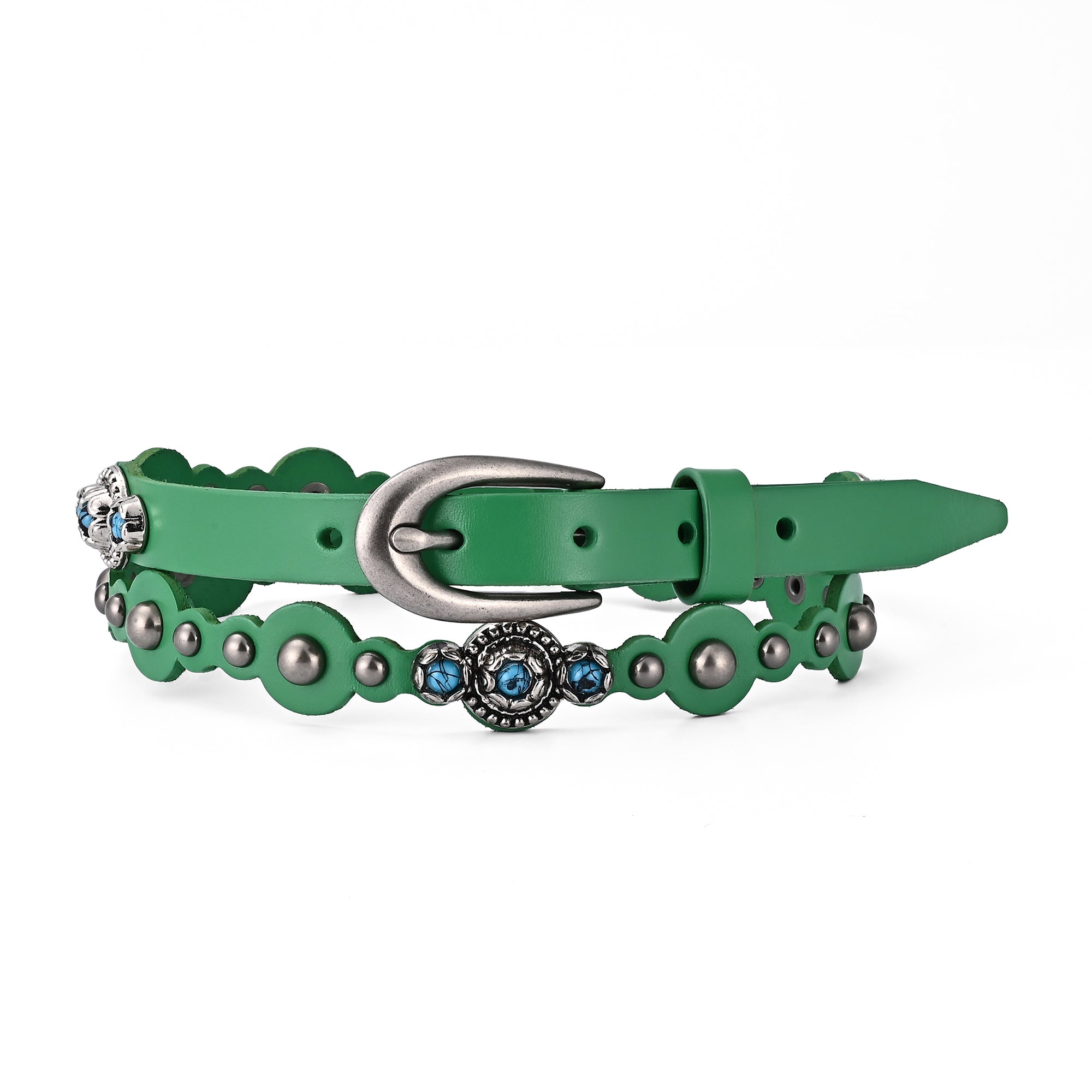 Rosa Flourish Leather Belt - Green - image 1