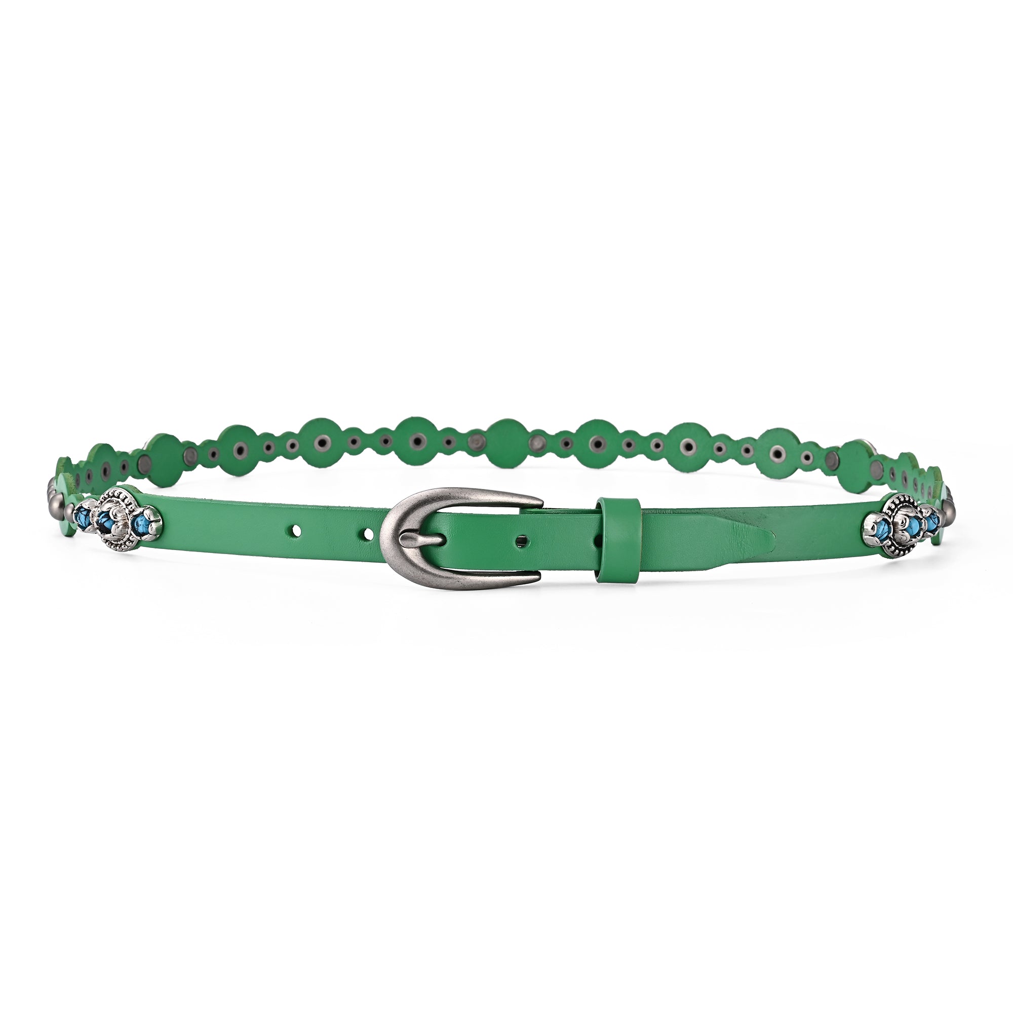 Rosa Flourish Leather Belt - Green - image 4