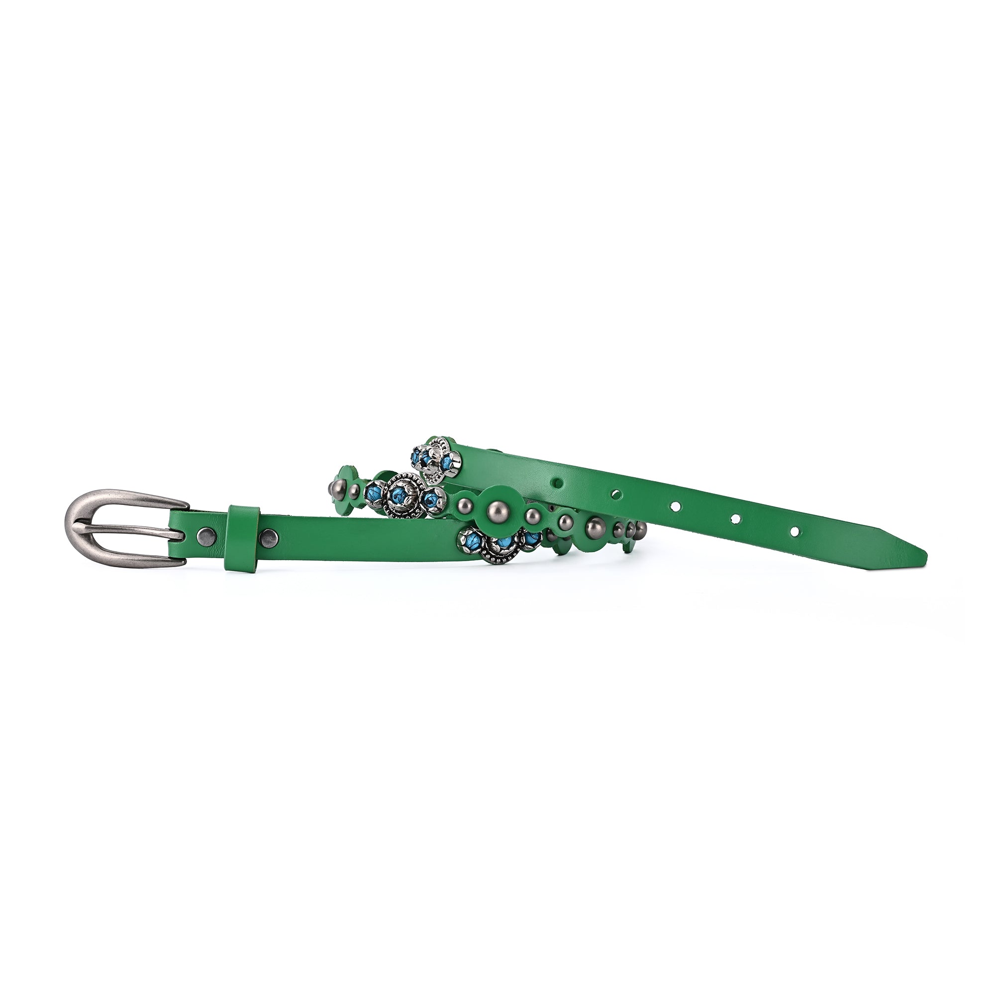 Rosa Flourish Leather Belt - Green - image 8