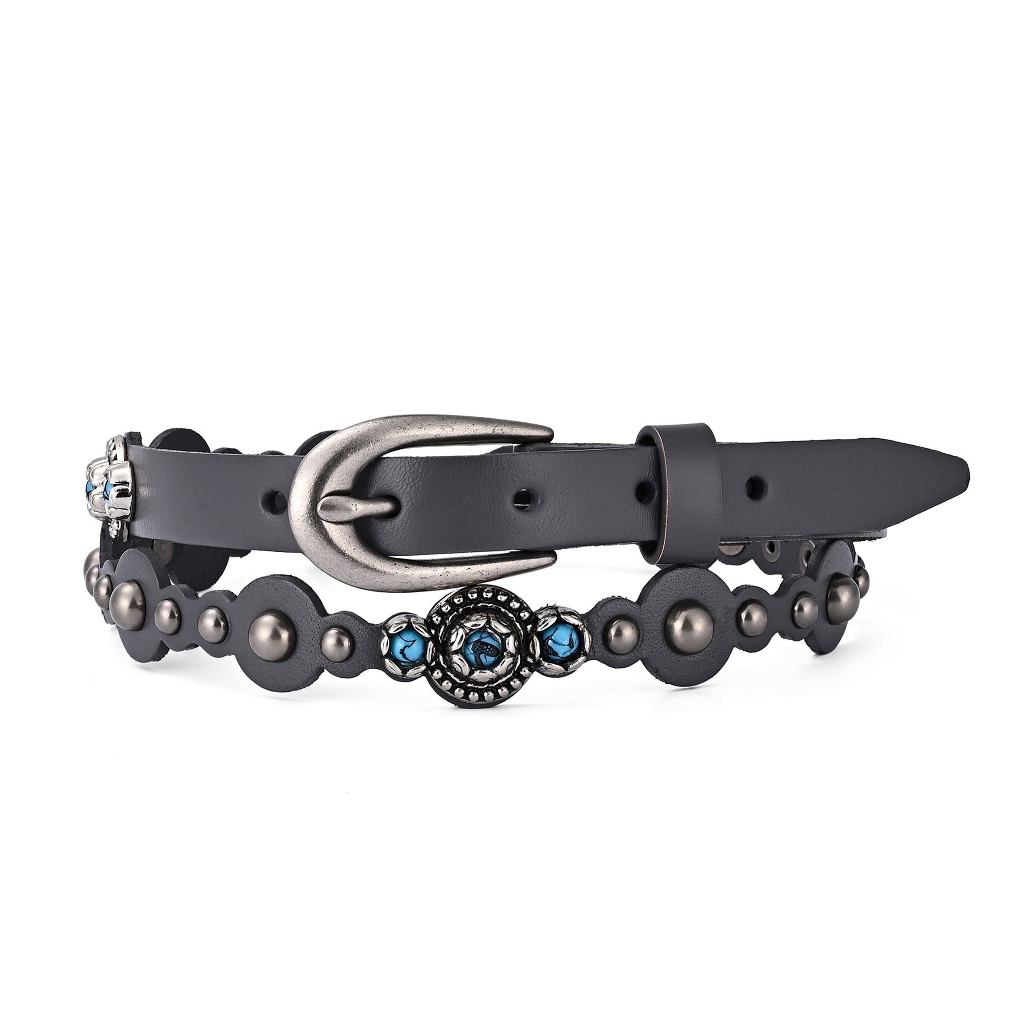 Rosa Flourish Leather Belt - Grey - image 1