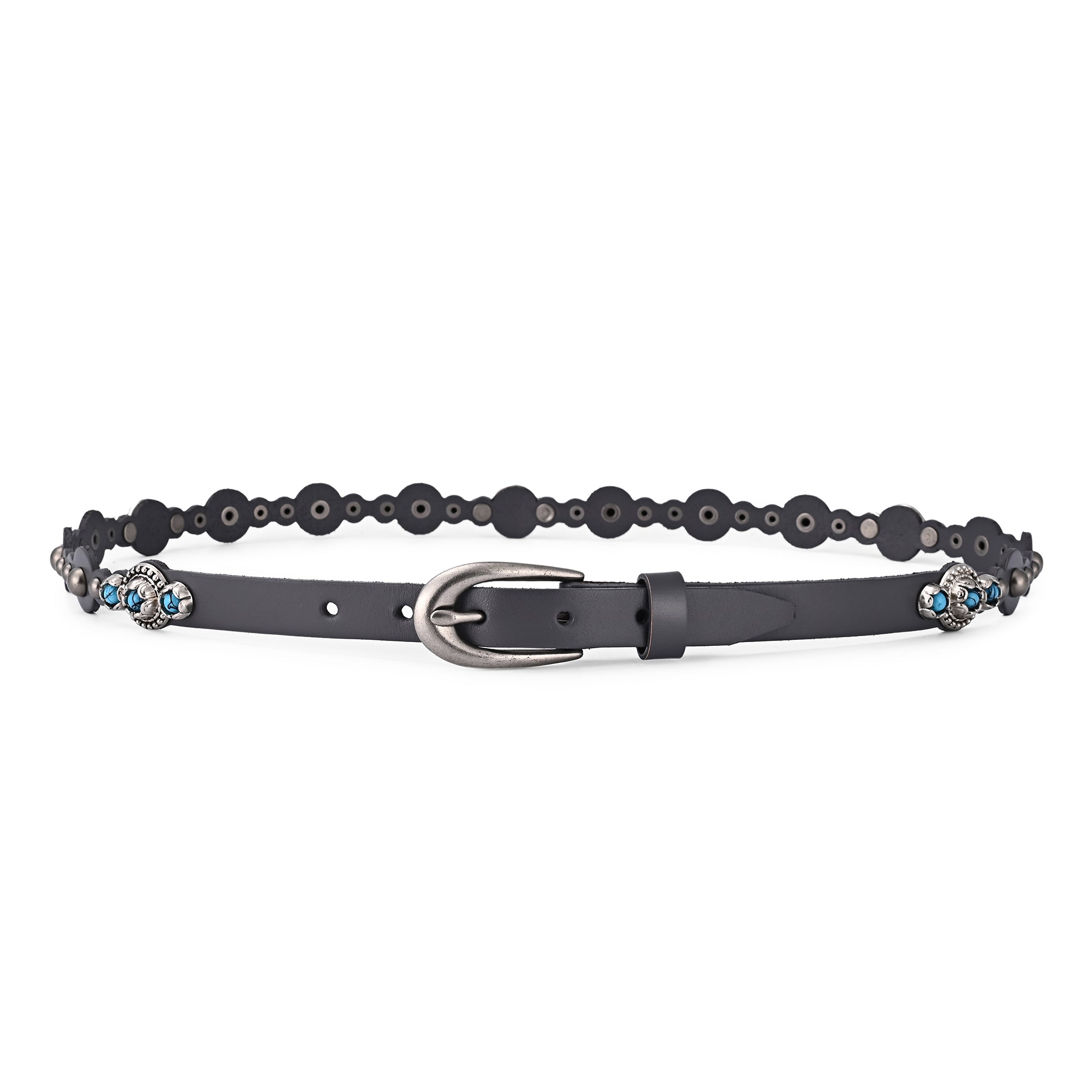 Rosa Flourish Leather Belt - Grey - image 4