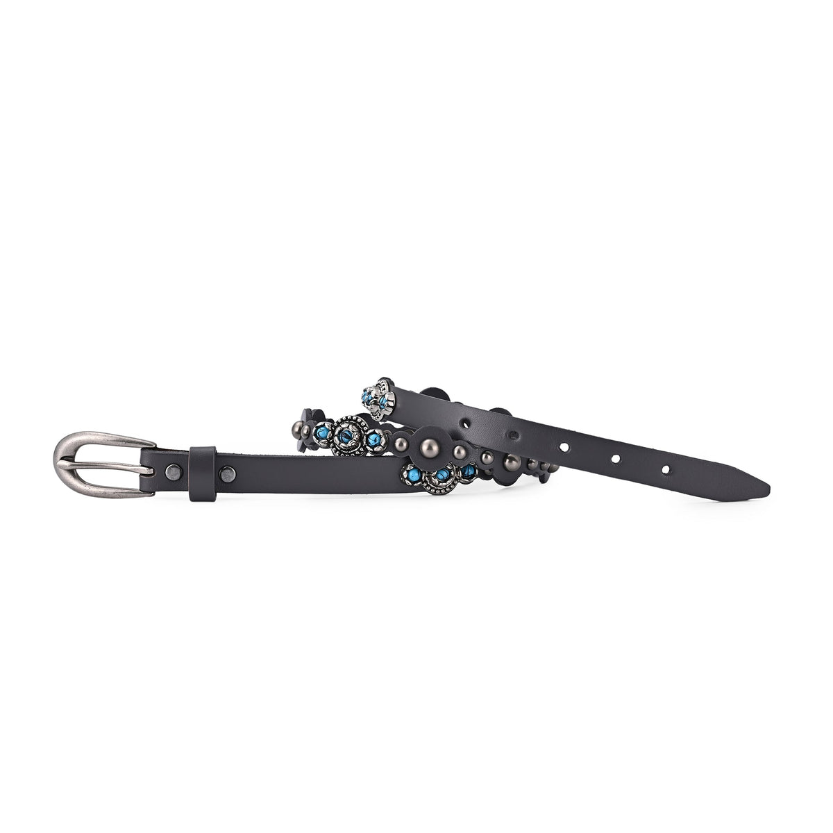 Rosa Flourish Leather Belt - Grey - image 8