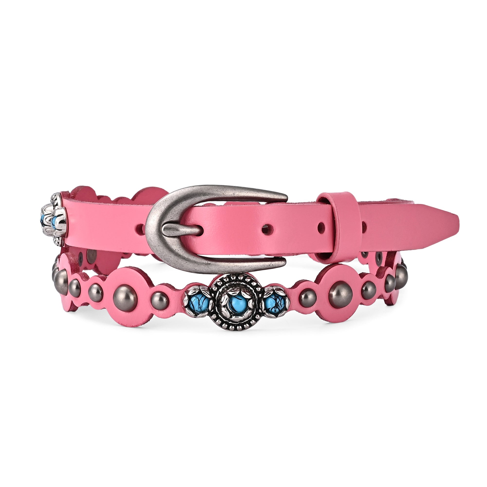 Rosa Flourish Leather Belt - Pink - image 1