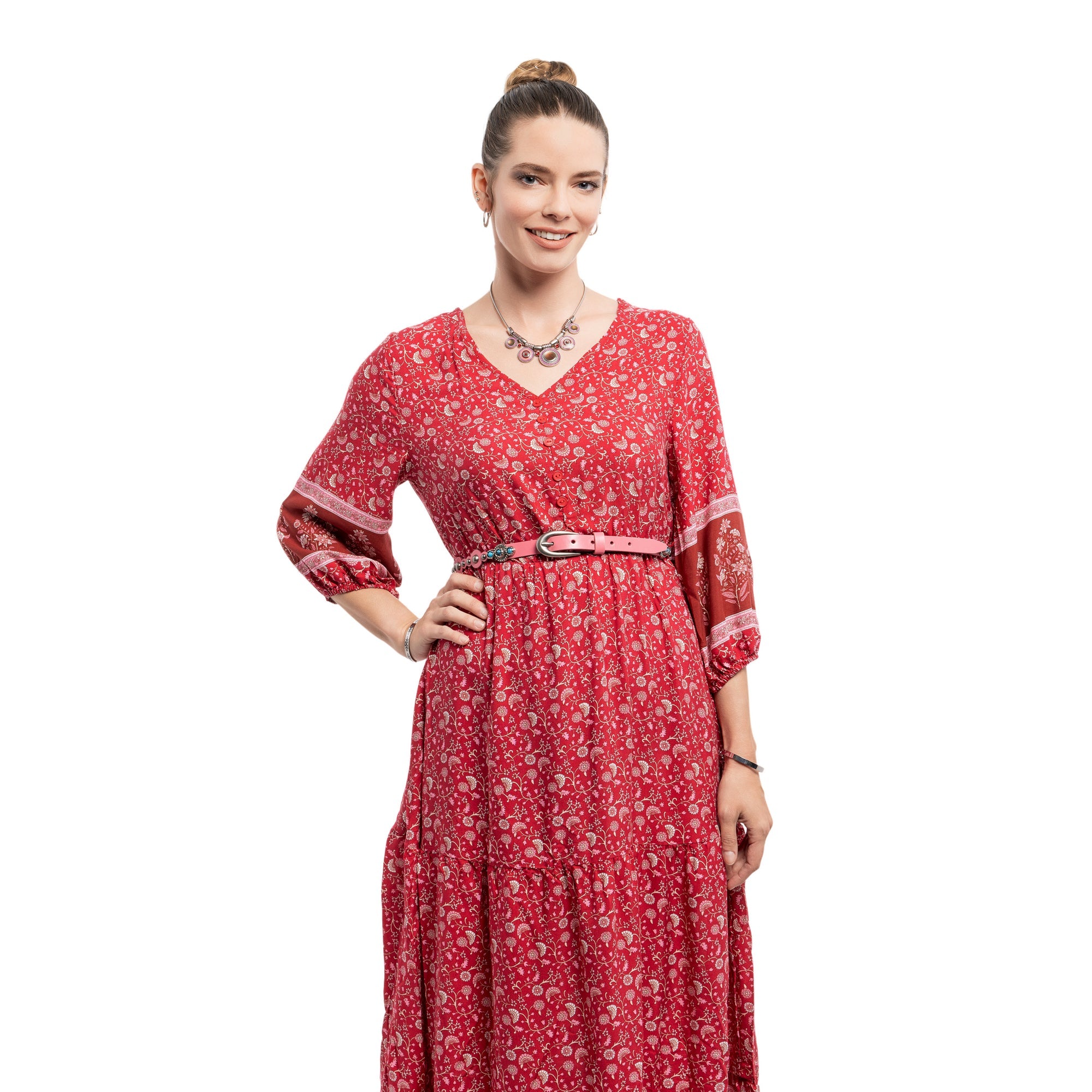 Rosa Flourish Leather Belt - Pink - image 2