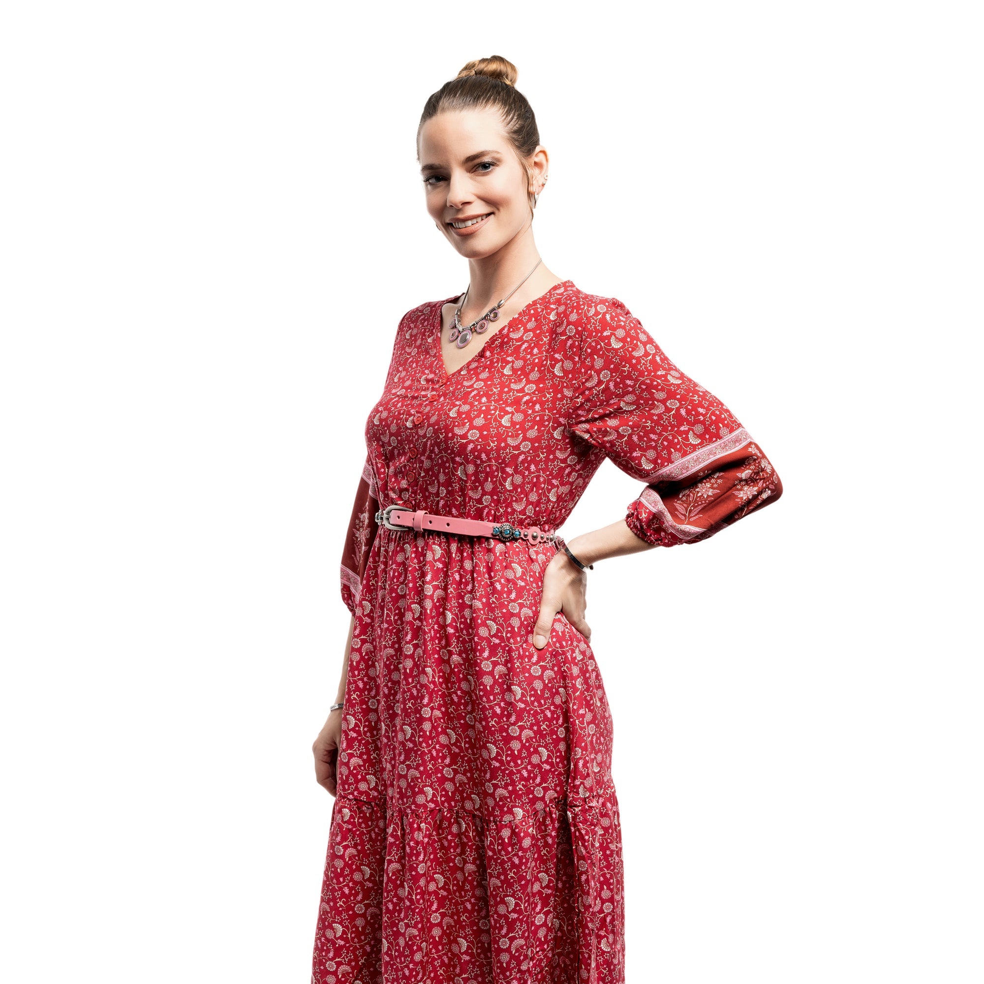 Rosa Flourish Leather Belt - Pink - image 3