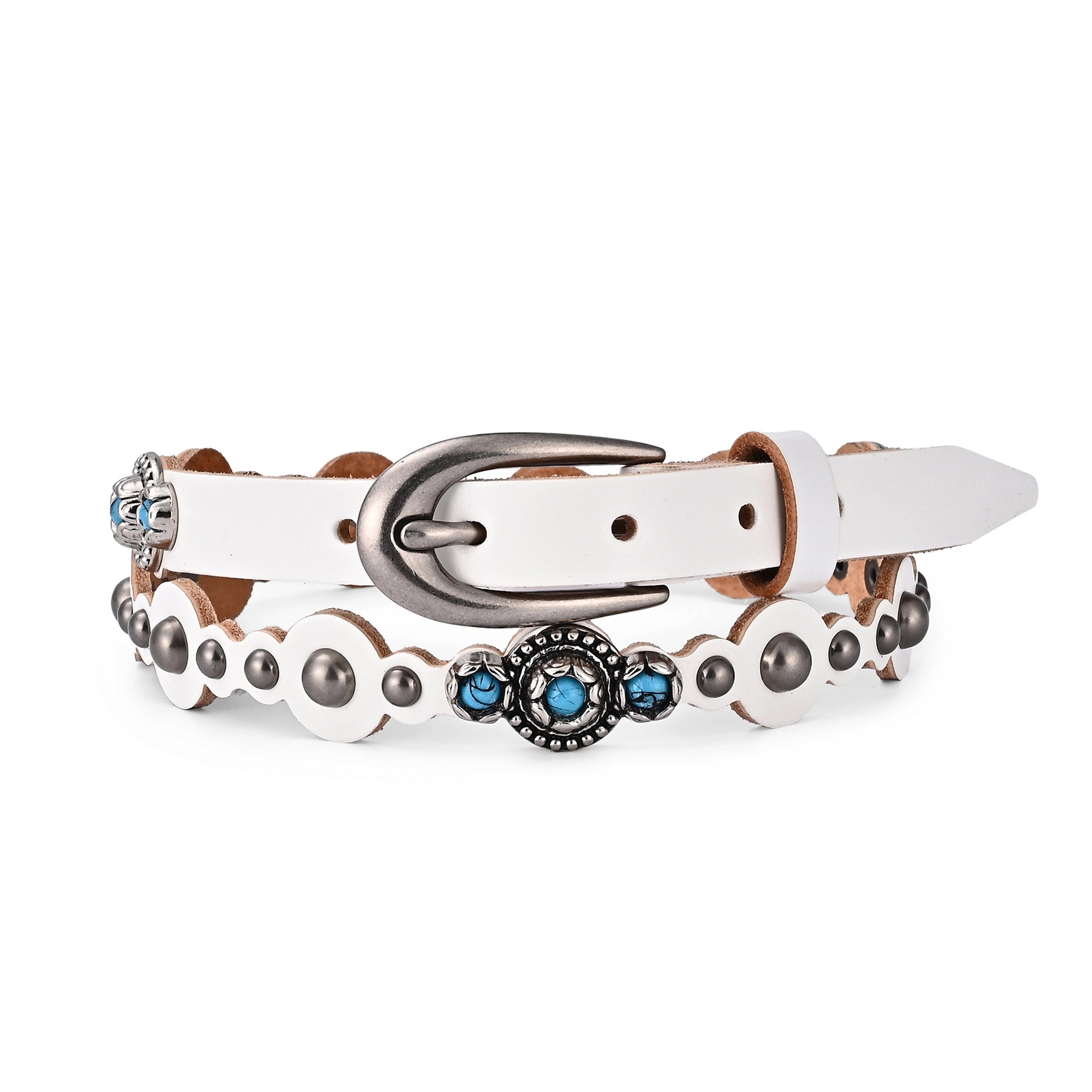 Rosa Flourish Leather Belt - White - image 1