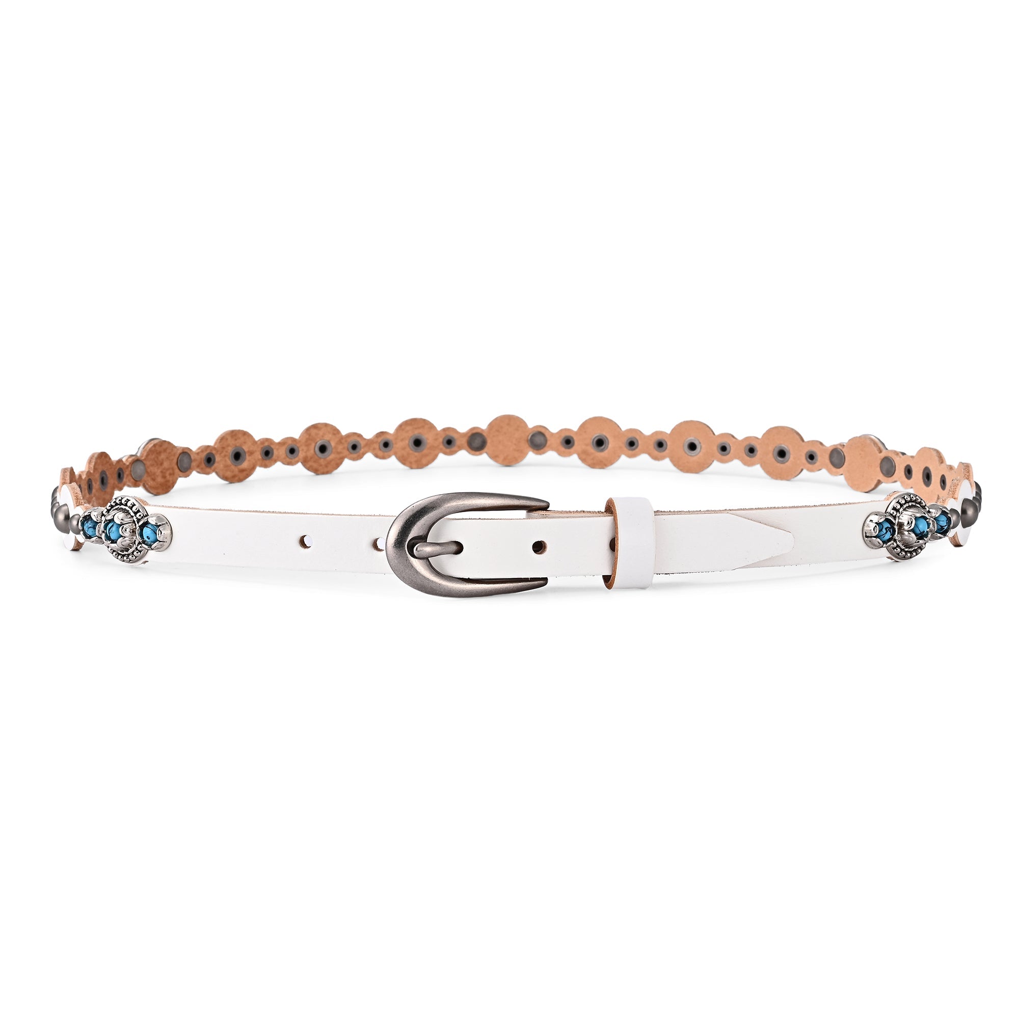 Rosa Flourish Leather Belt - White - image 2