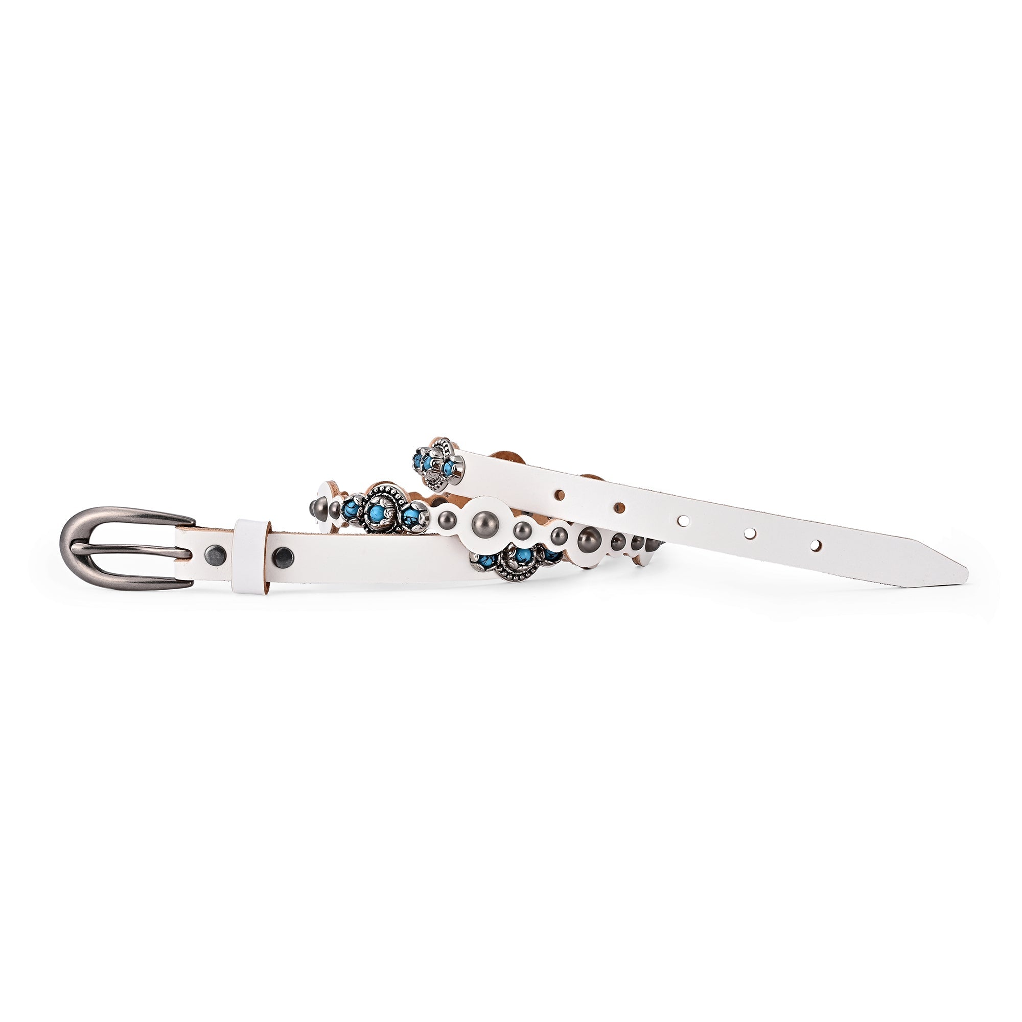 Rosa Flourish Leather Belt - White - image 6