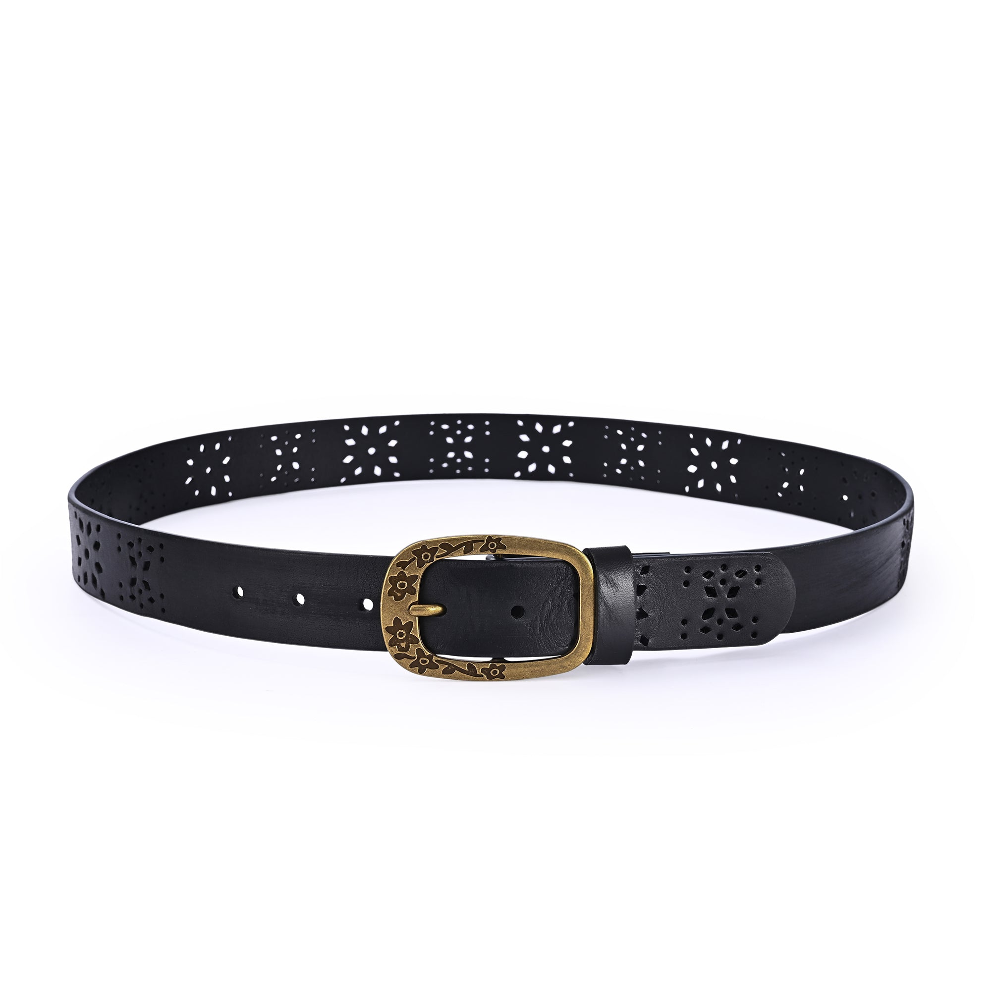 Blooming Crocus Leather Belt - Black - image 2