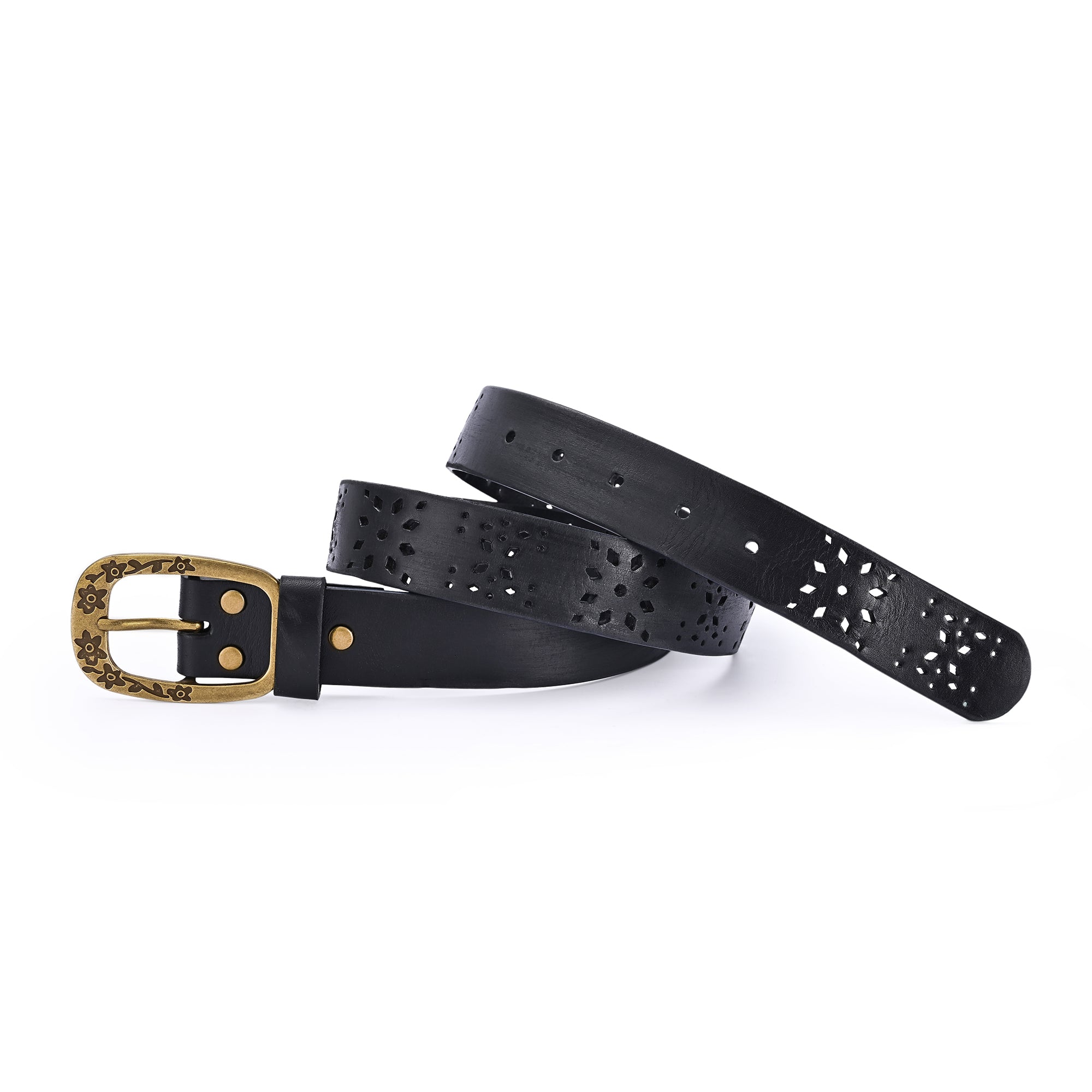 Blooming Crocus Leather Belt - Black - image 6