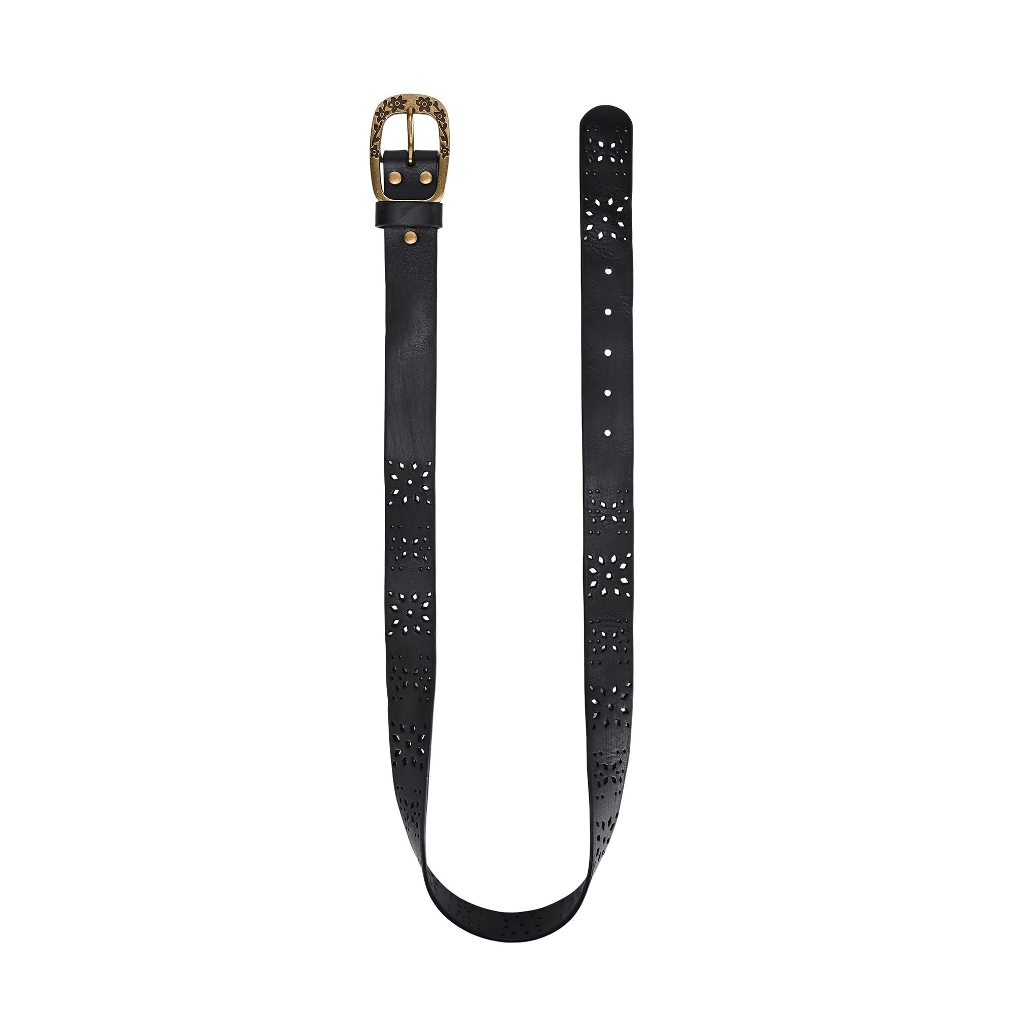 Blooming Crocus Leather Belt - Black - image 7