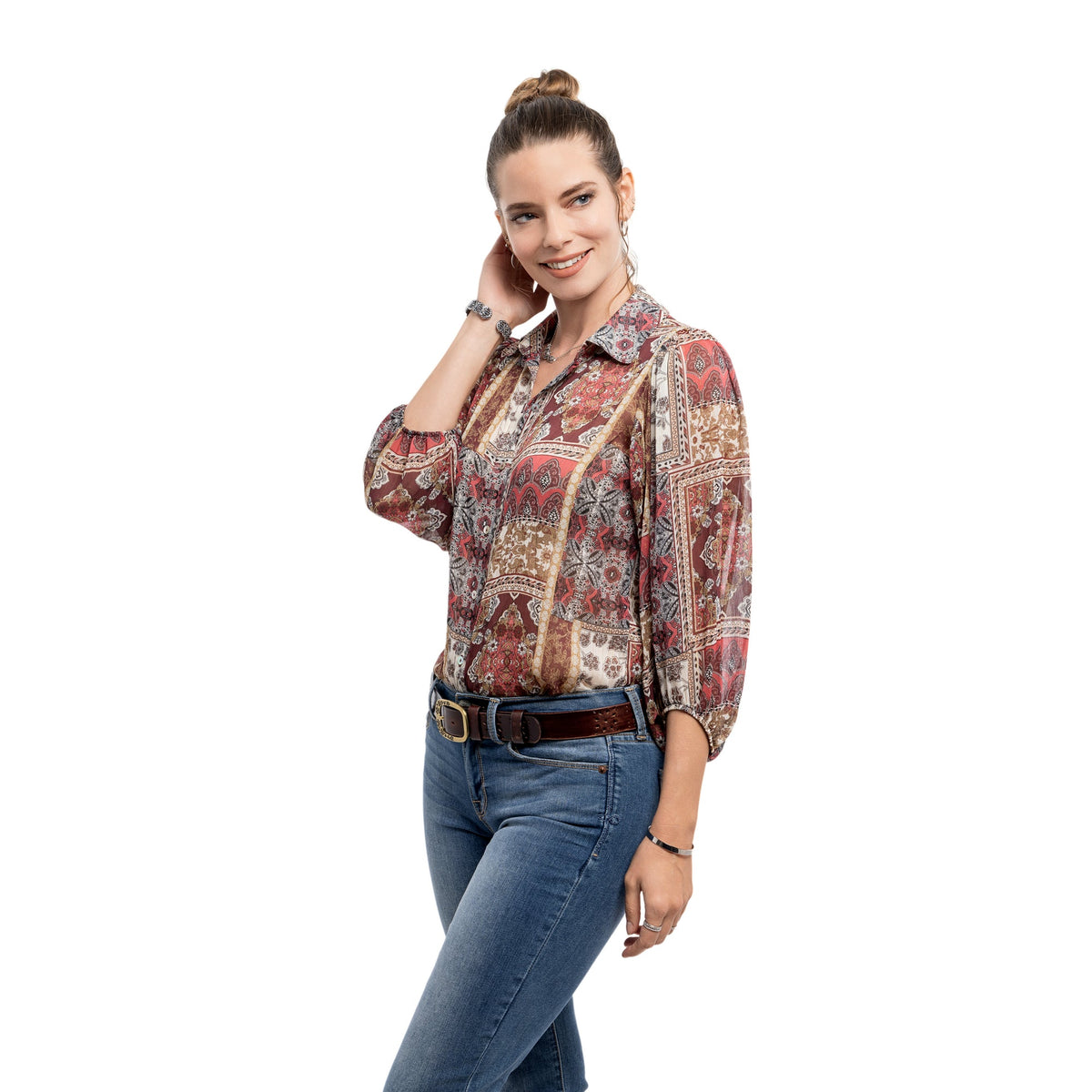 Blooming Crocus Leather Belt - Brown - image 11