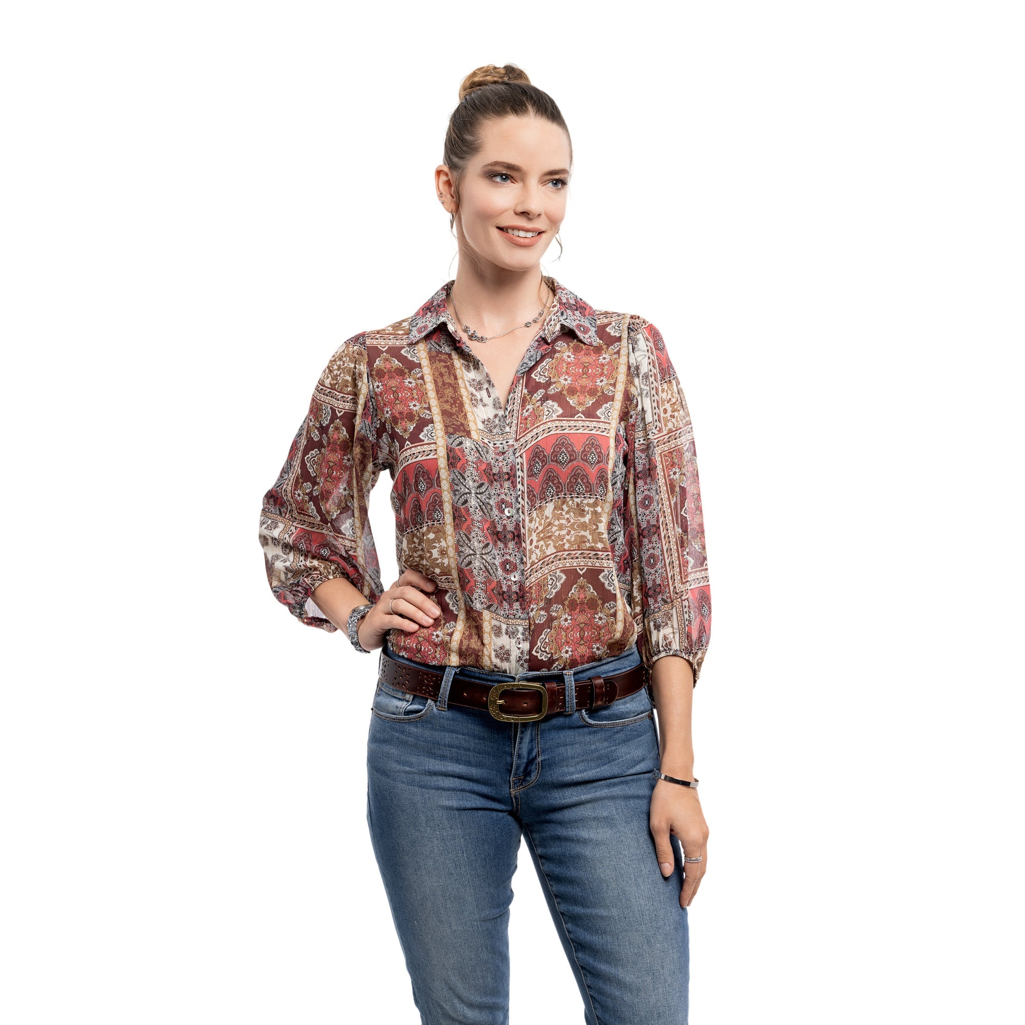 Blooming Crocus Leather Belt - Brown - image 2