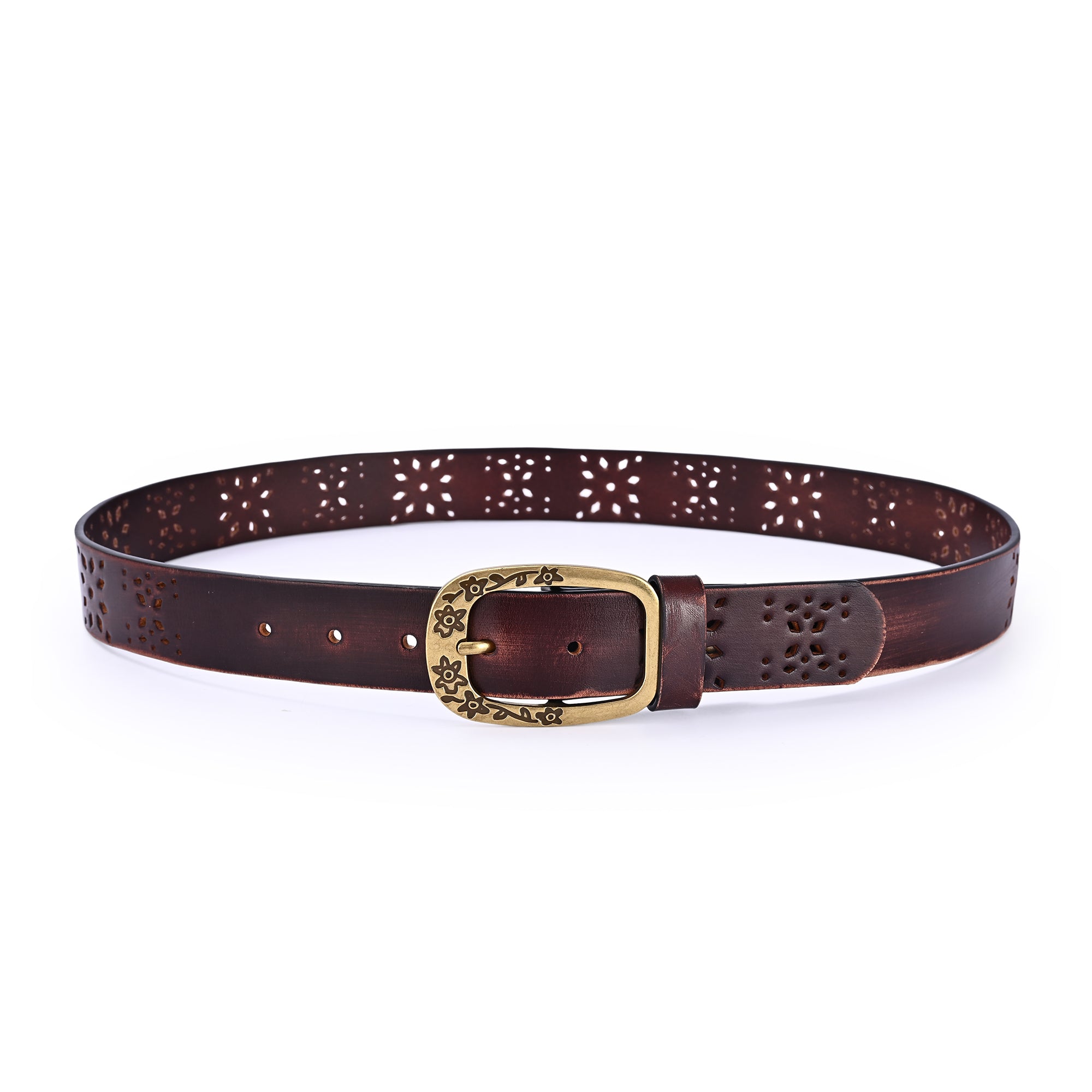 Blooming Crocus Leather Belt - Brown - image 4