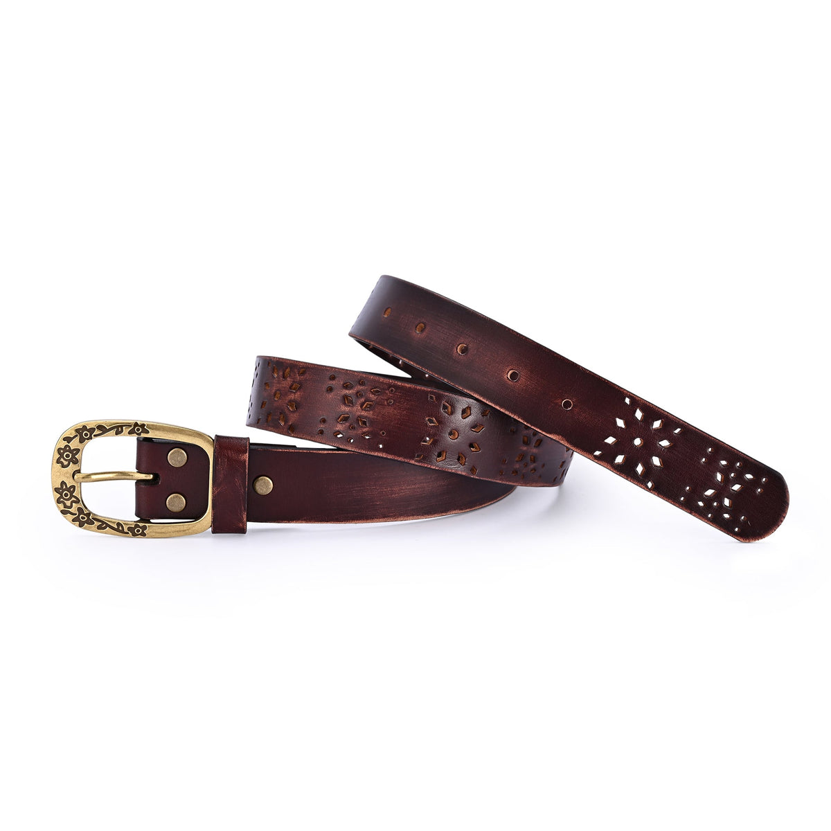 Blooming Crocus Leather Belt - Brown - image 8