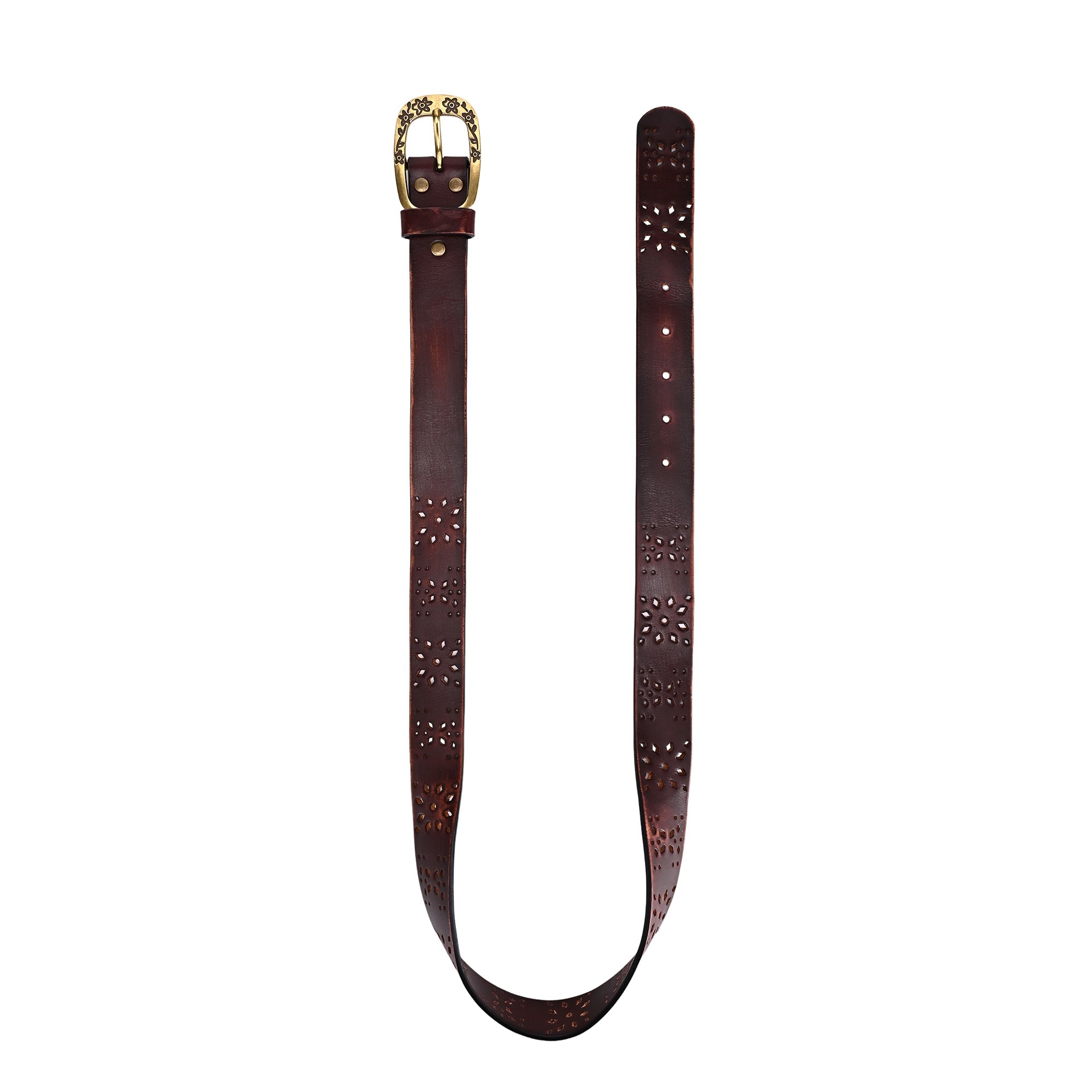 Blooming Crocus Leather Belt - Brown - image 9