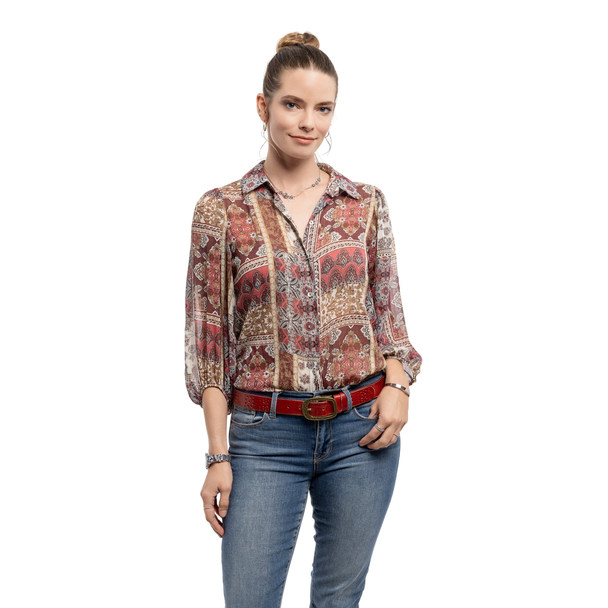 Blooming Crocus Leather Belt - Cognac - image 2