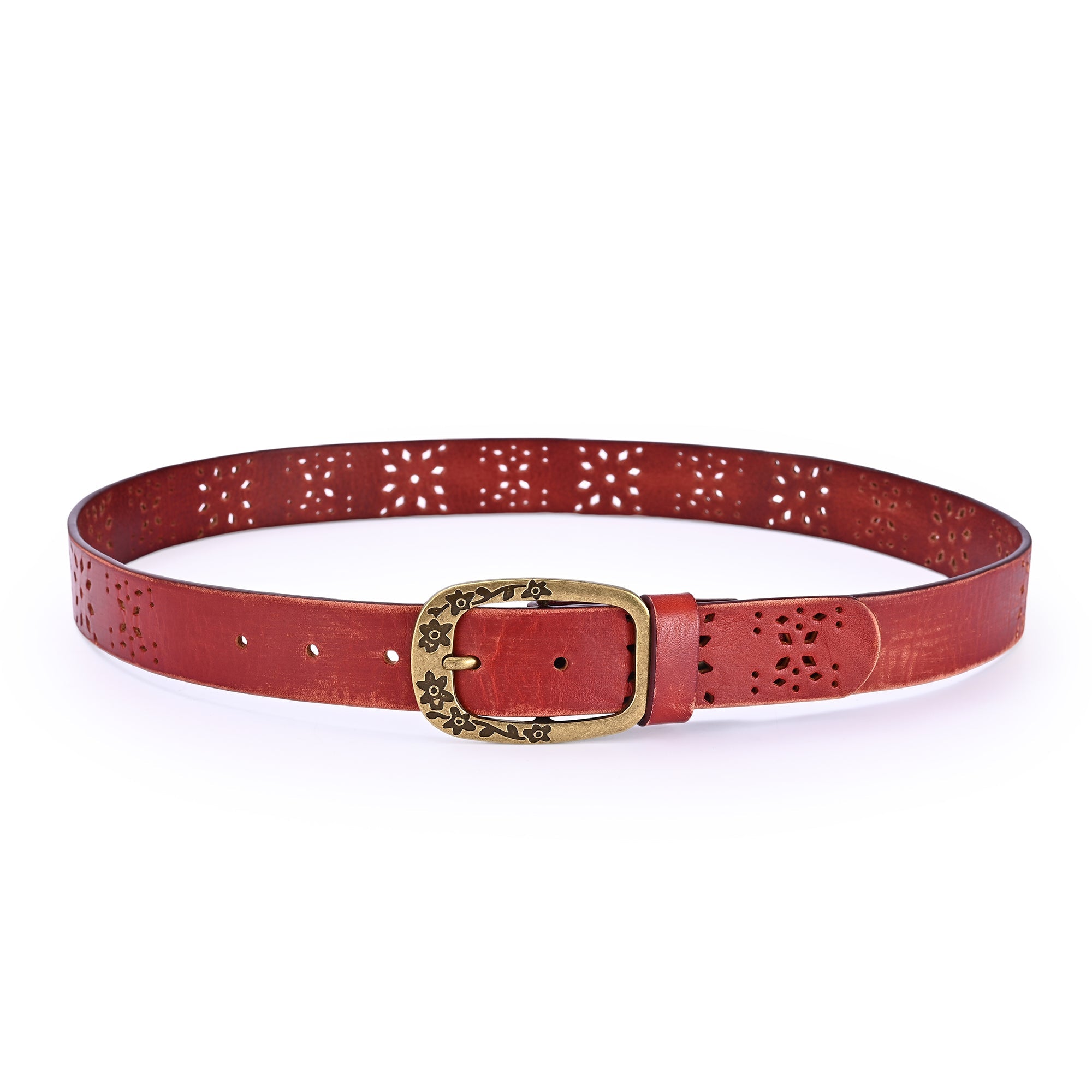Blooming Crocus Leather Belt - Cognac - image 4