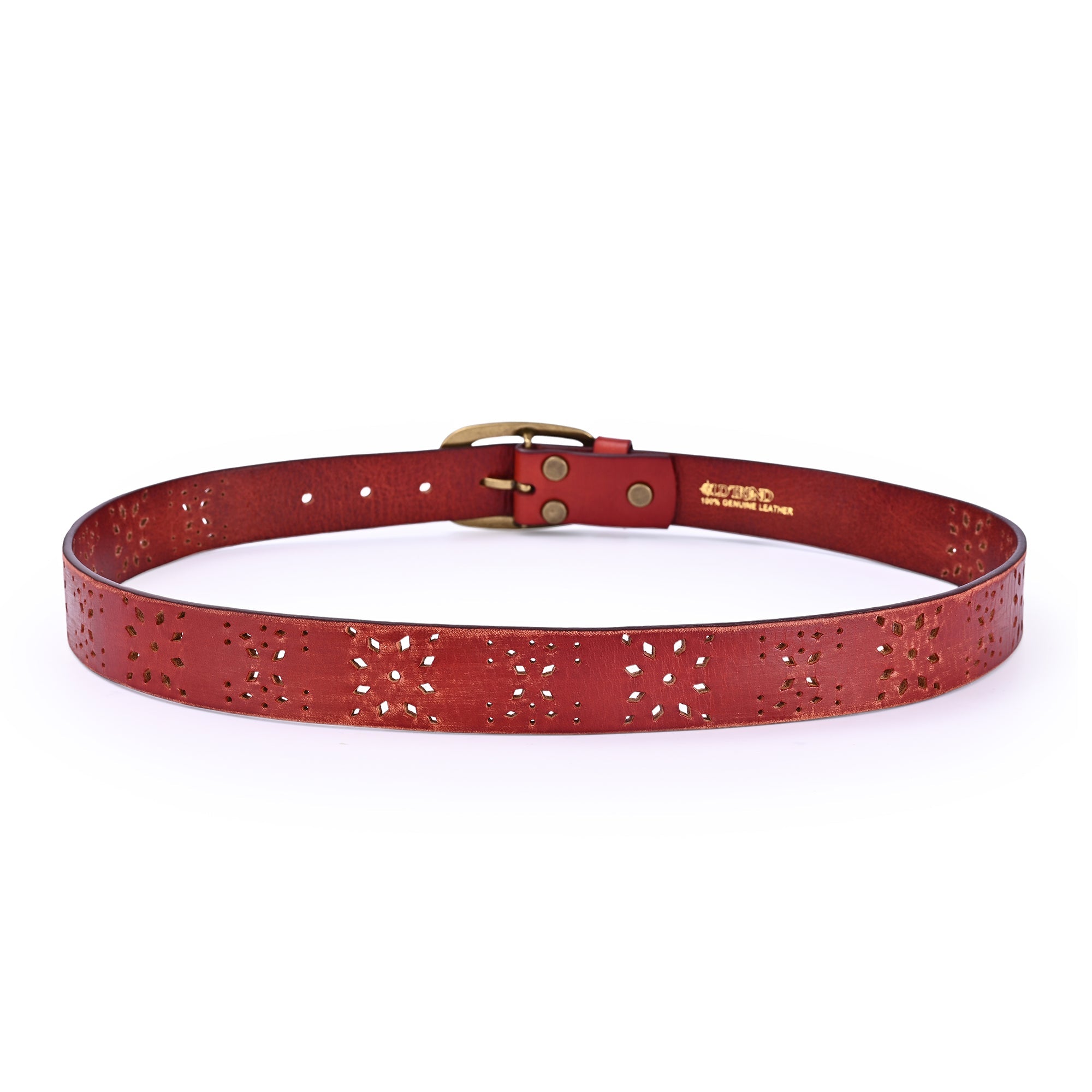 Blooming Crocus Leather Belt - Cognac - image 5
