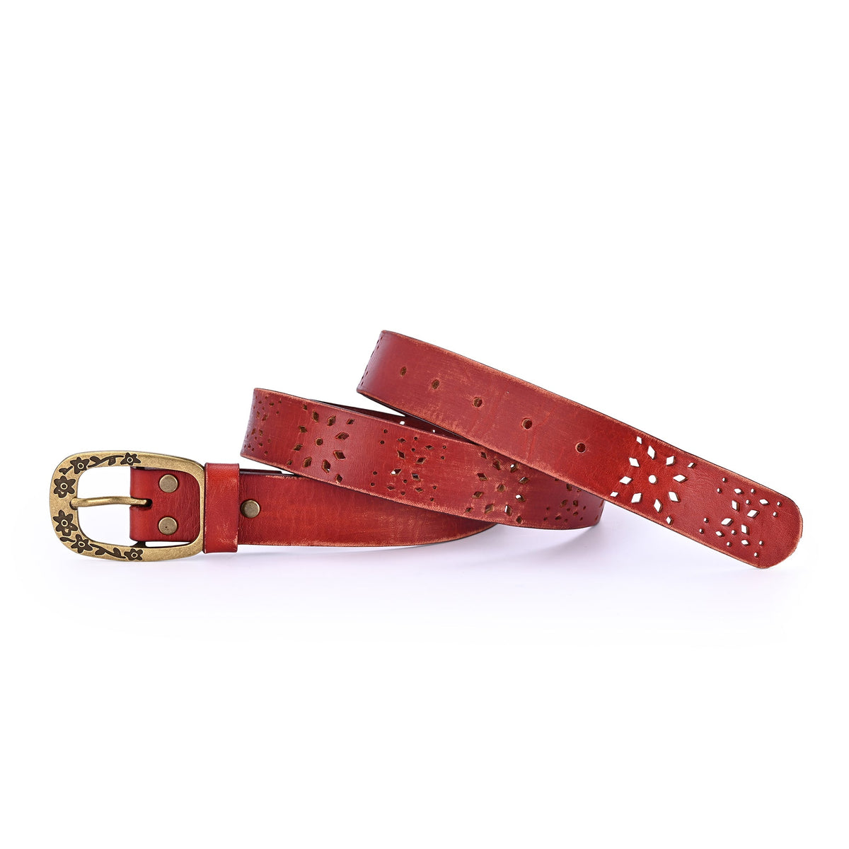 Blooming Crocus Leather Belt - Cognac - image 8