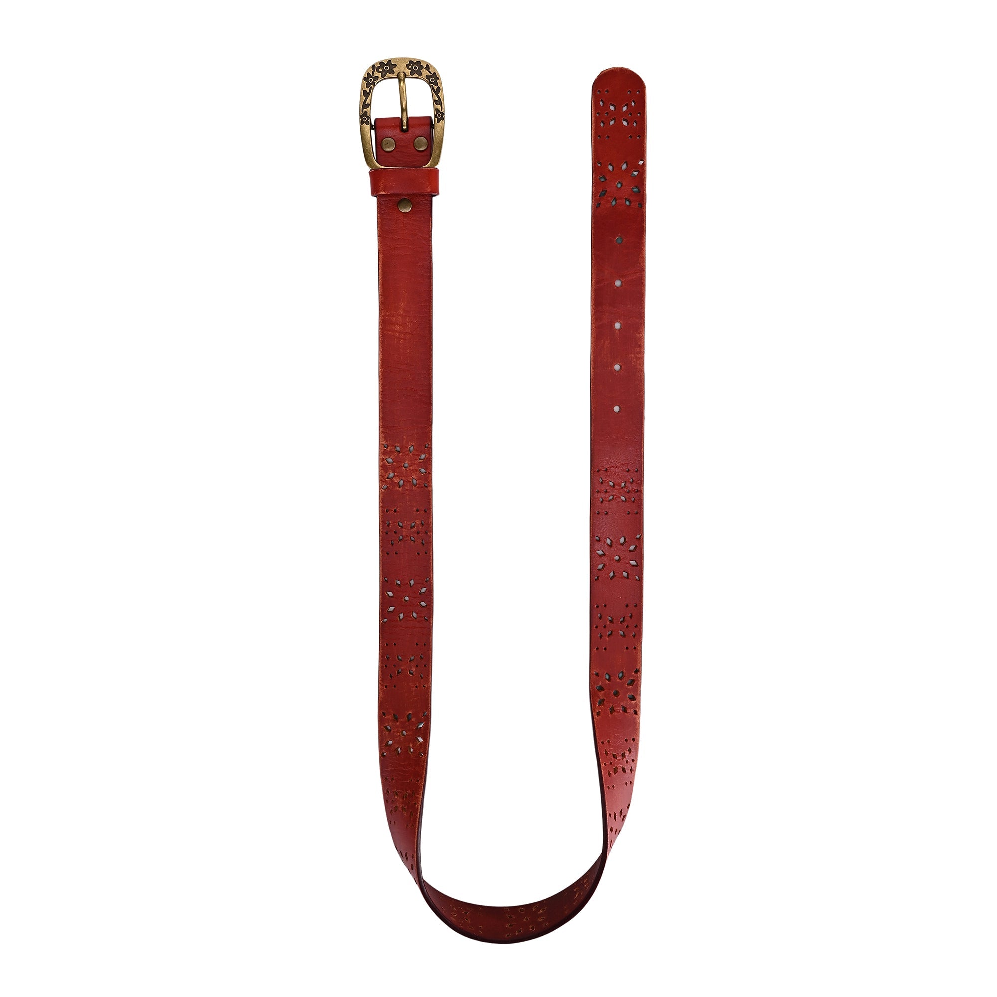 Blooming Crocus Leather Belt - Cognac - image 9