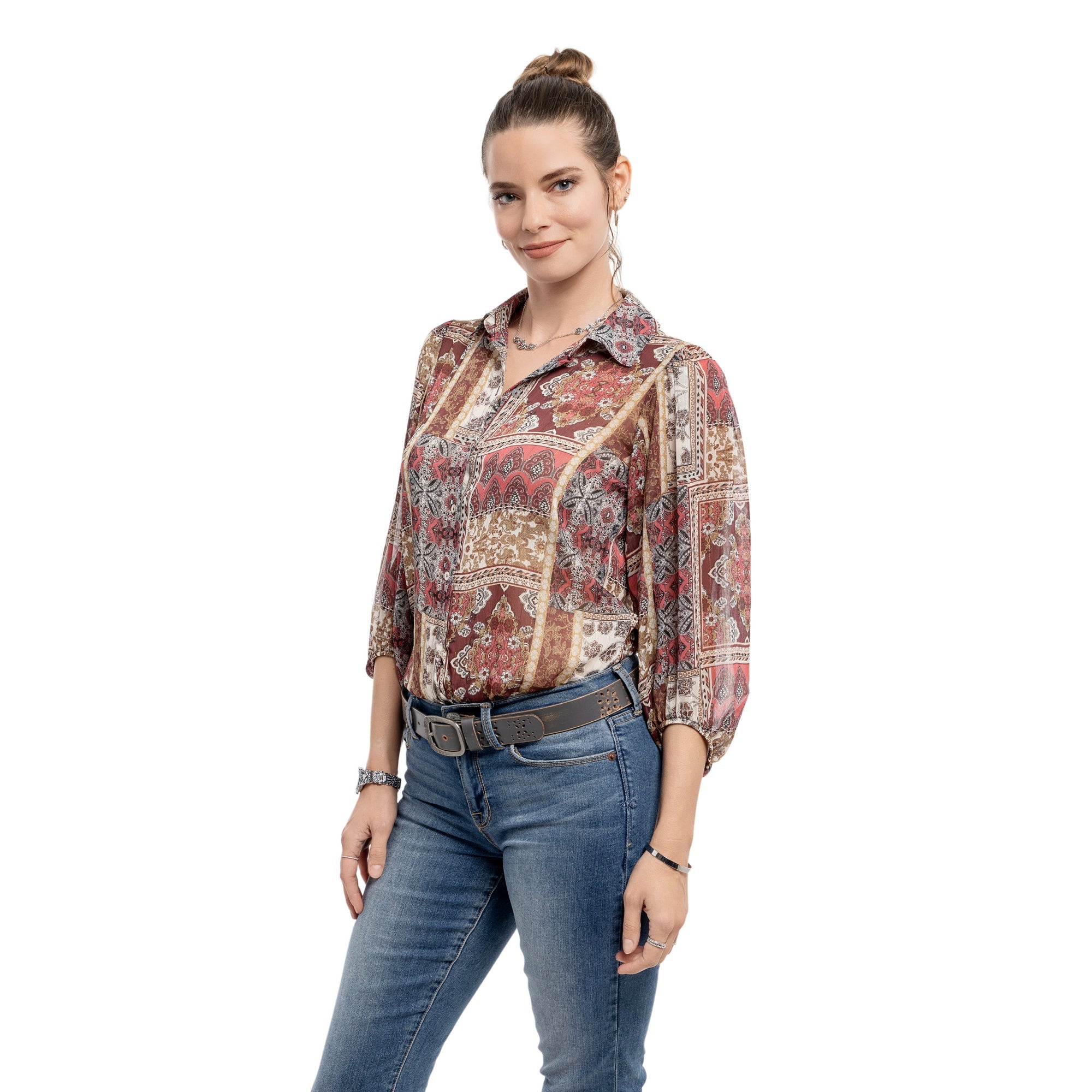 Blooming Crocus Leather Belt - Grey - image 11