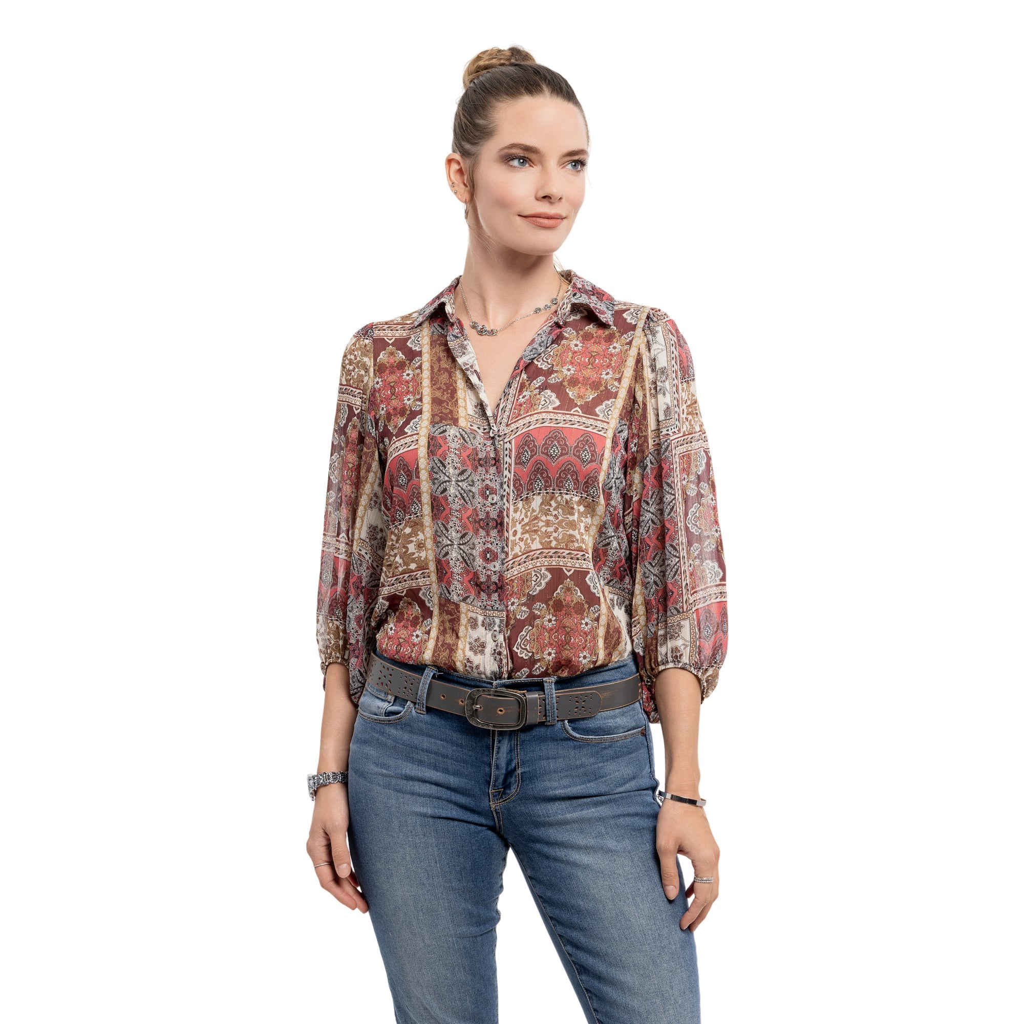 Blooming Crocus Leather Belt - Grey - image 2
