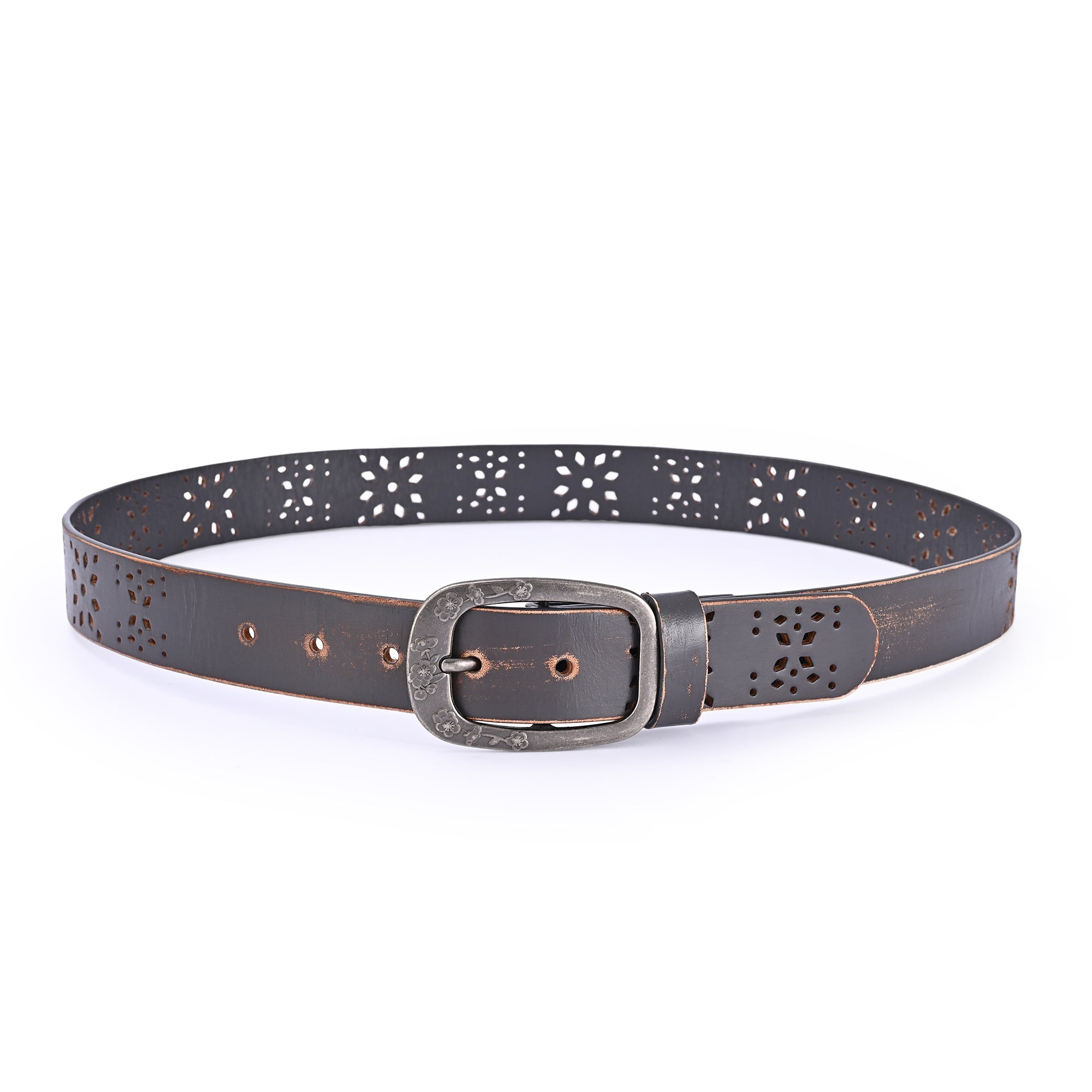 Blooming Crocus Leather Belt - Grey - image 4