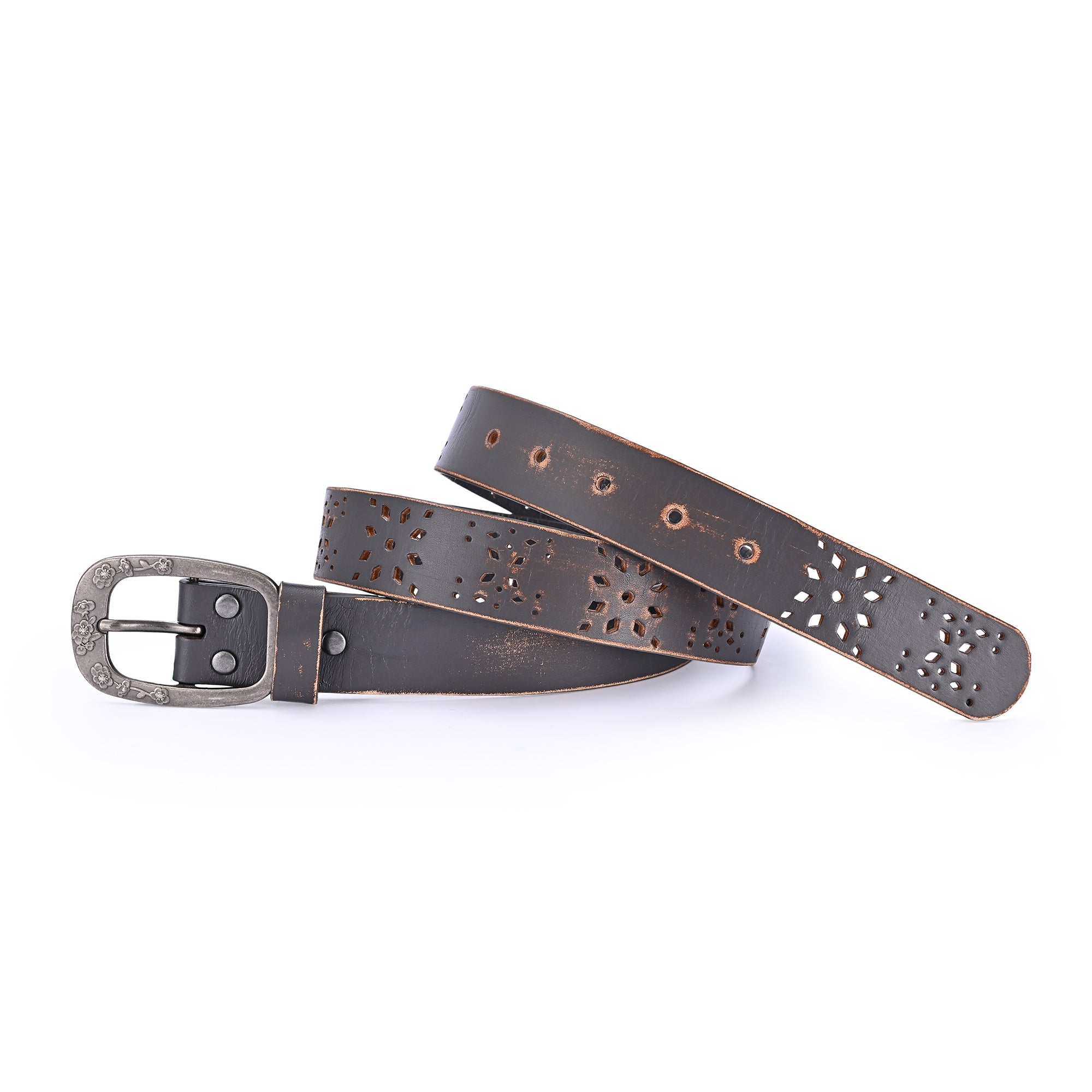 Blooming Crocus Leather Belt - Grey - image 8