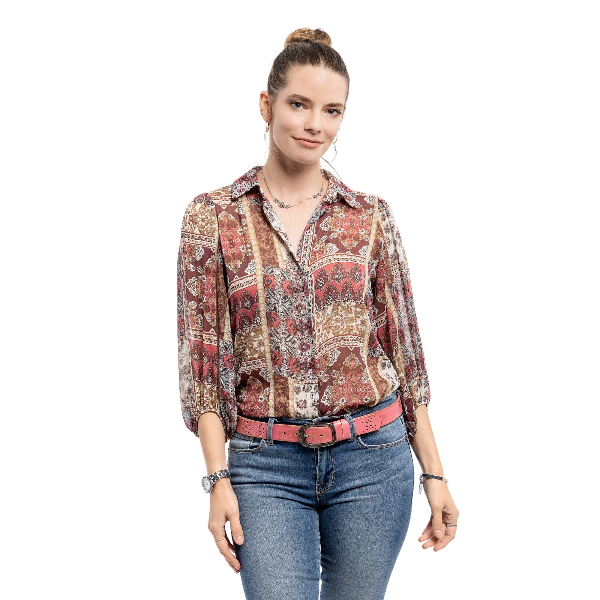 Blooming Crocus Leather Belt - Pink - image 2