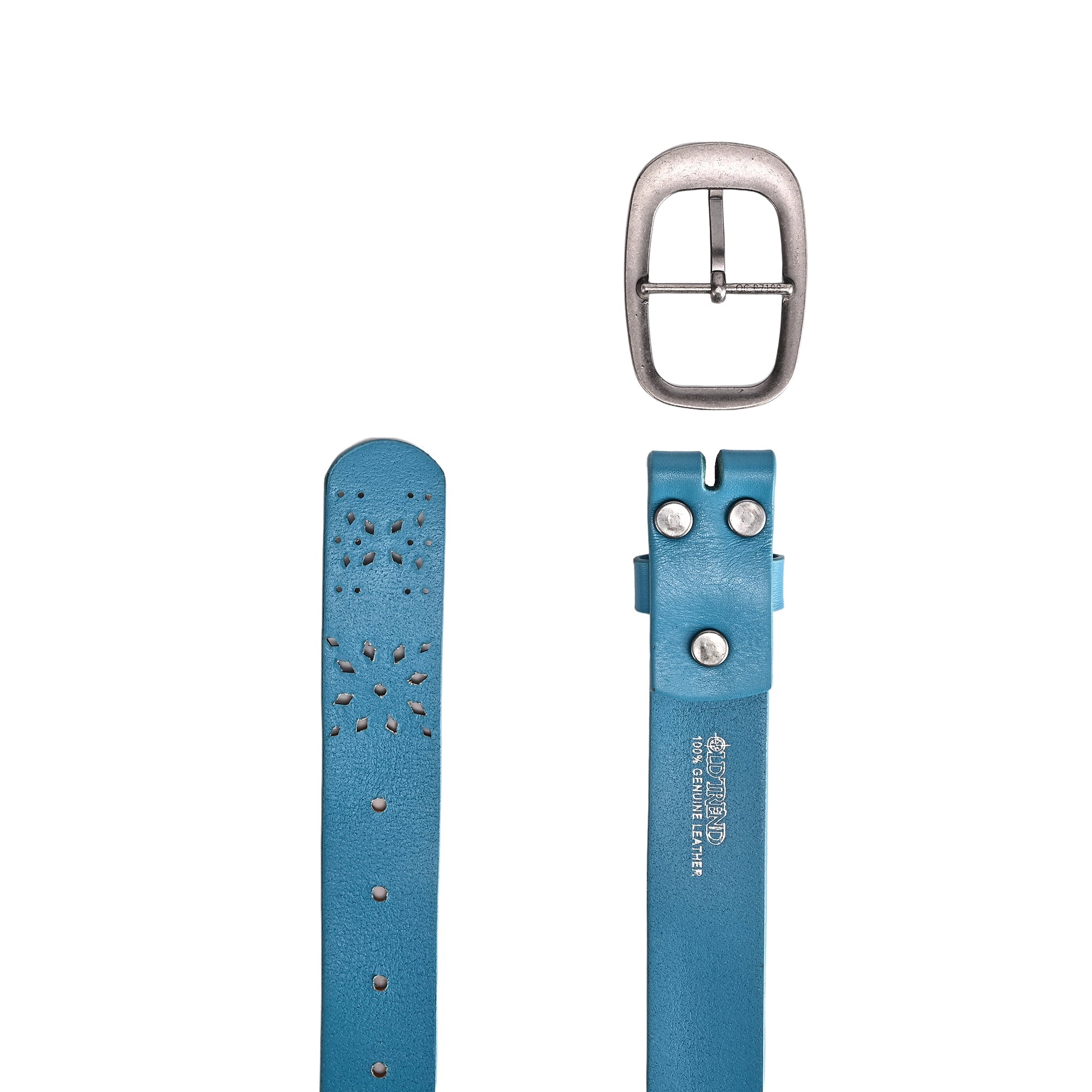 Blooming Crocus Leather Belt - Turquoise - image 4