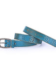 Blooming Crocus Leather Belt - Turquoise - image 6