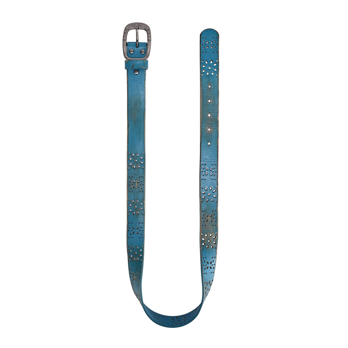 Blooming Crocus Leather Belt - Turquoise - image 7