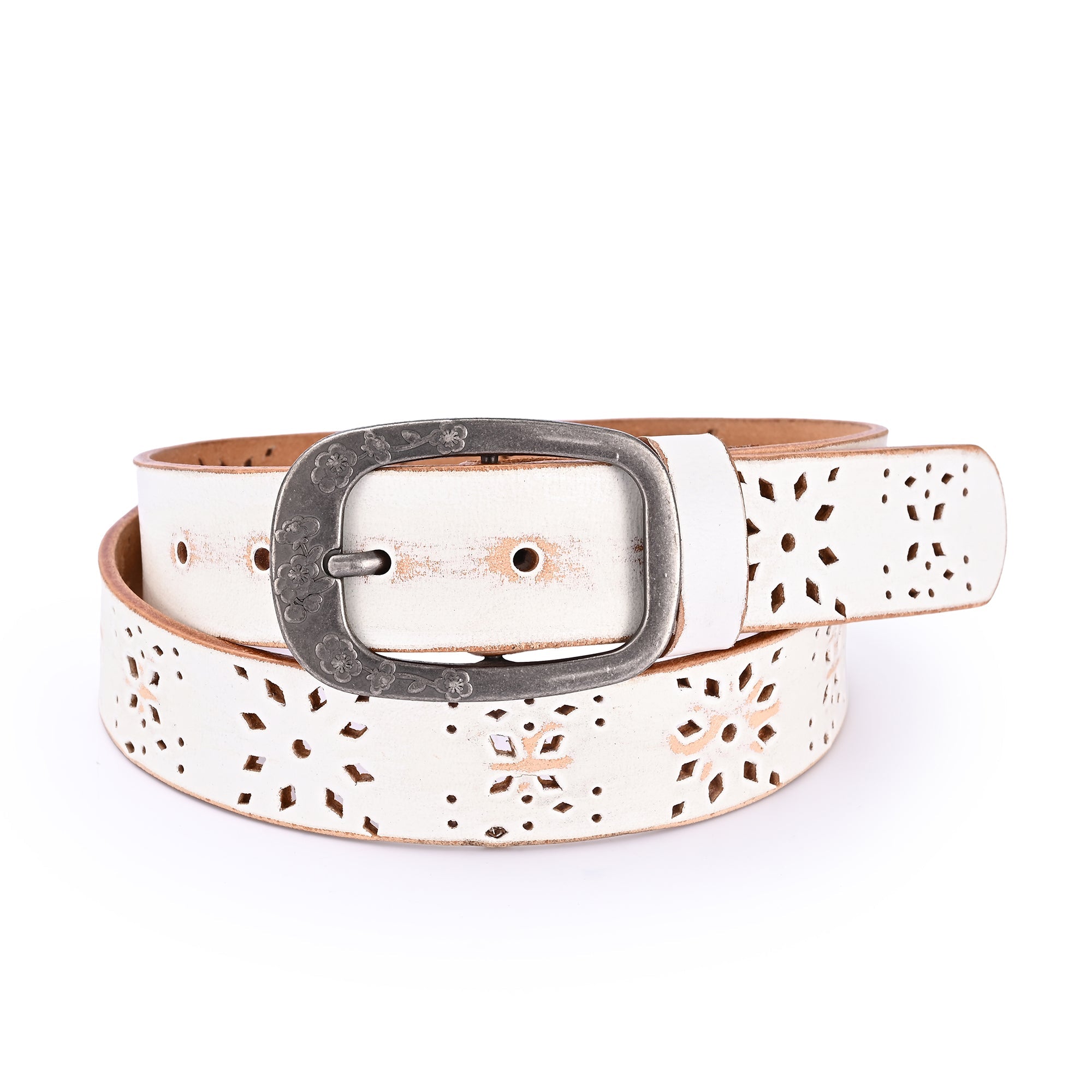 Blooming Crocus Leather Belt - White - image 1