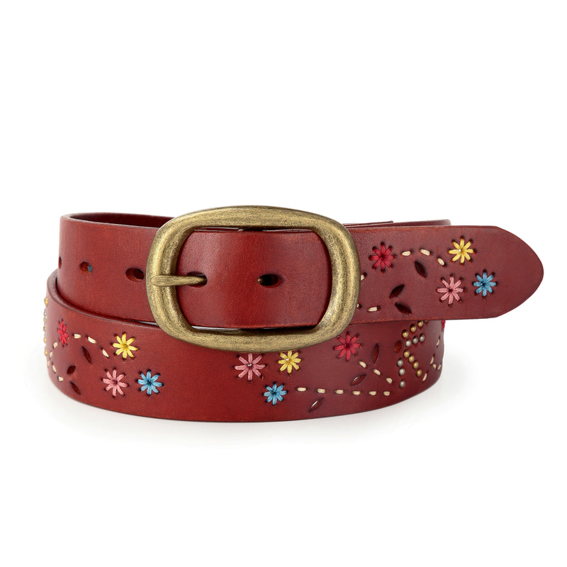 Blossom Hand-Stitched Leather Belt