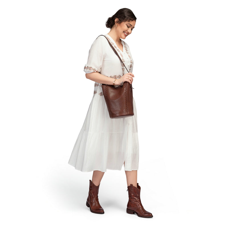 Juniper Small Handwoven Leather Barrel Crossbody