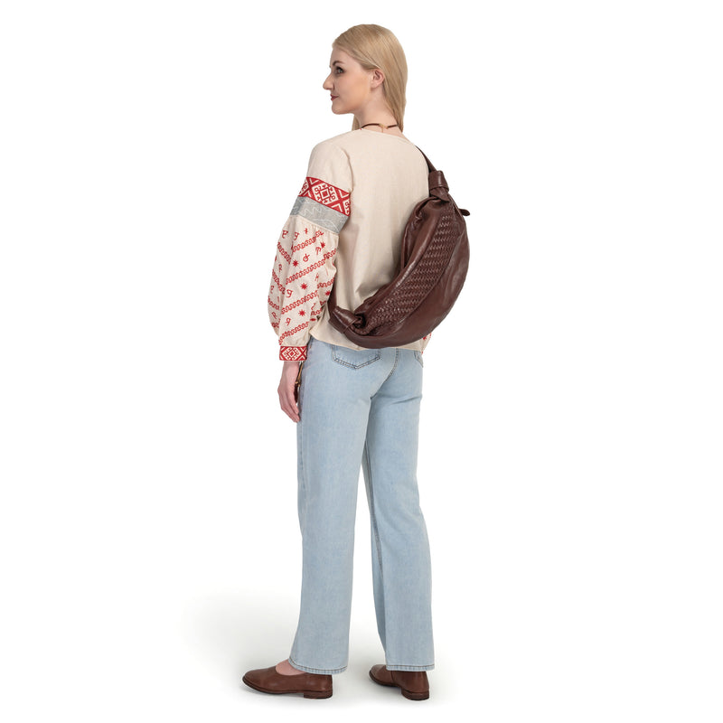 Lily Oversized Handwoven Convertible Leather Sling Bag